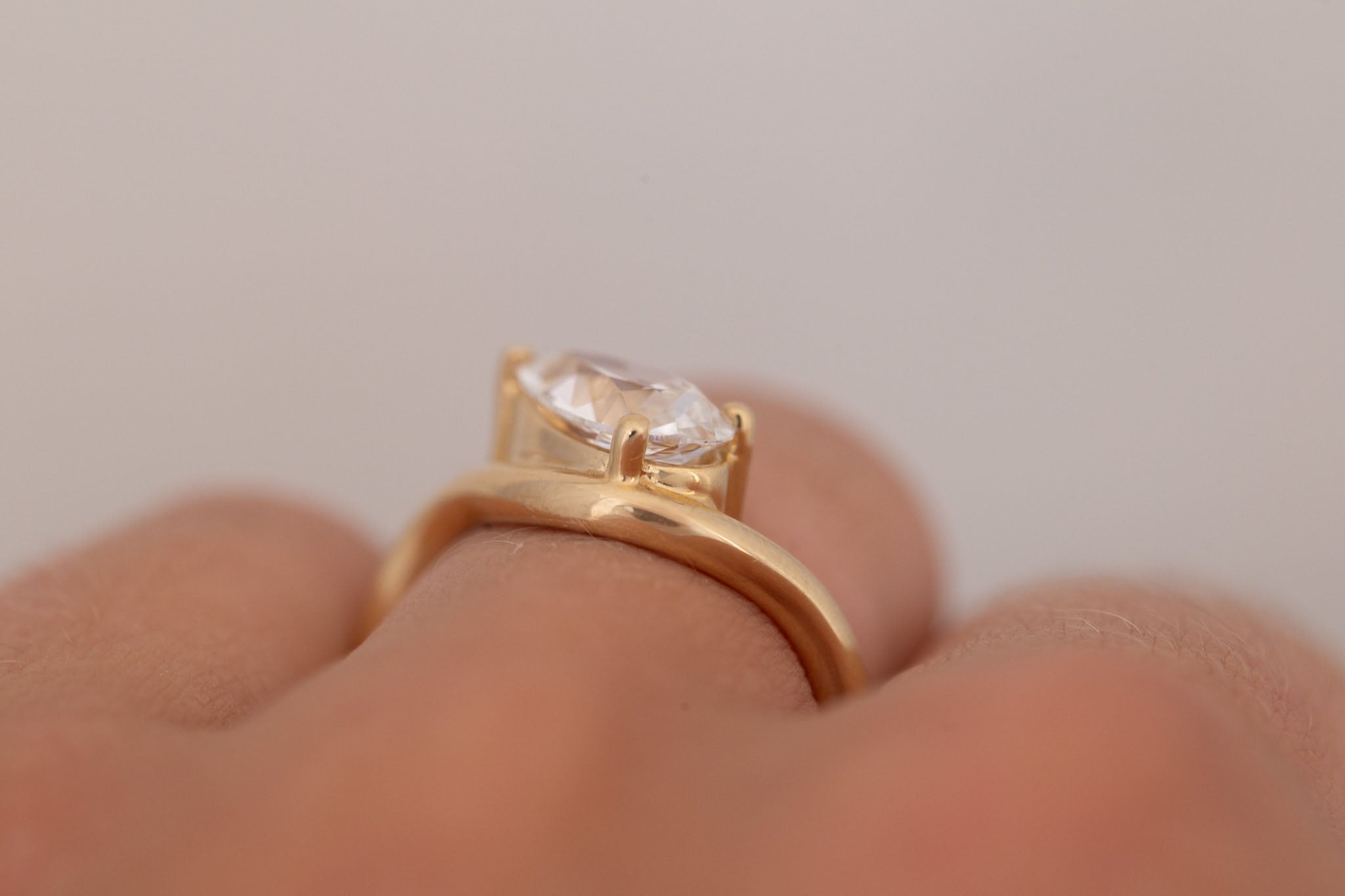 Townes Ring | Lab Pear Cut Diamond Solitaire Curved Band Engagement Ring + Wedding Band Set 1.67 ct | 14k Recycled Gold | One of a Kind