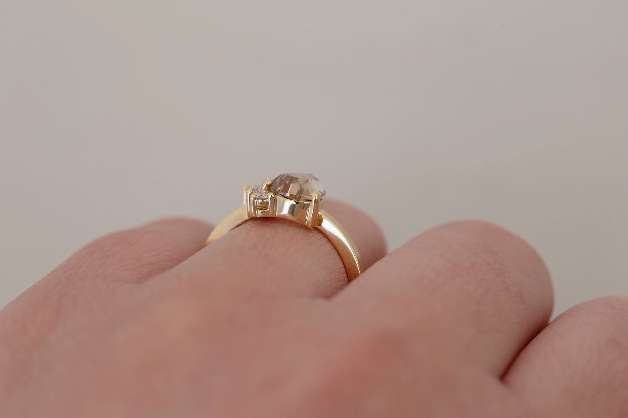 Dahlia Ring | Champagne Rose Pear Cut Diamond + Diamond Cluster Engagement Ring 1.16 ct | 14k Recycled Gold | One of a Kind