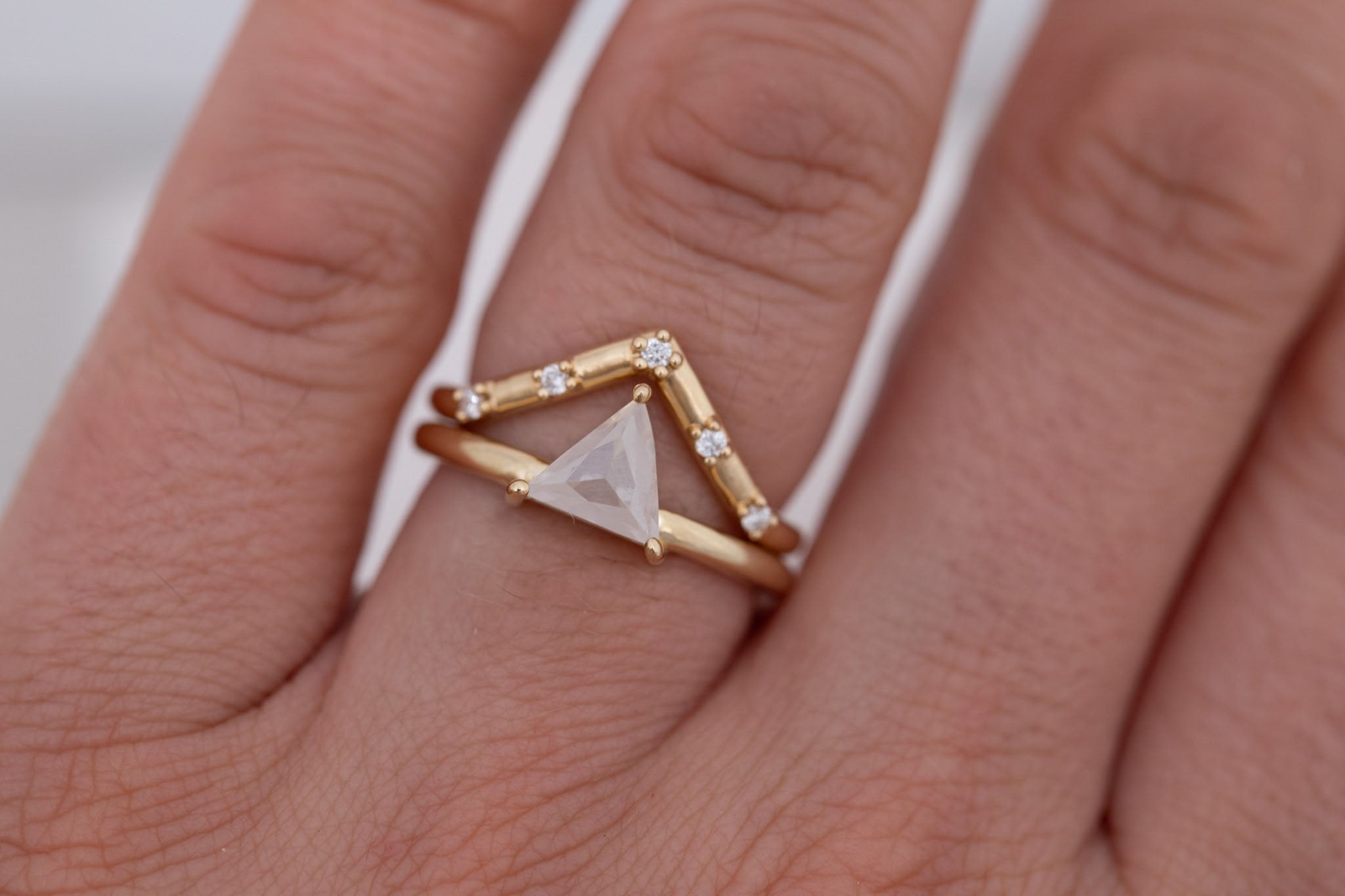 Briar Ring | Icy Diamond Triangle Solitaire Engagement Ring 1.23 ct | 14k Recycled Gold | One of a Kind