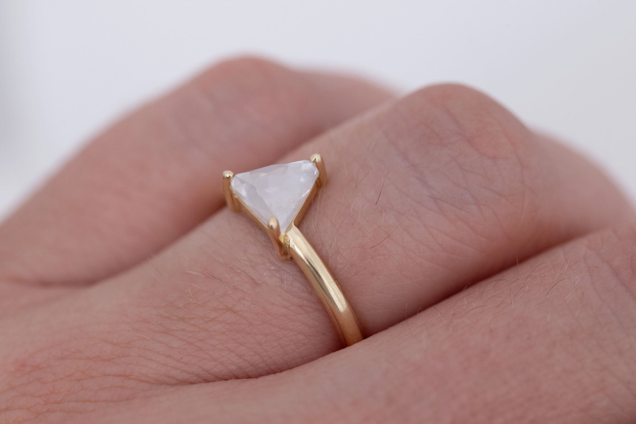 Briar Ring | Icy Diamond Triangle Solitaire Engagement Ring 1.23 ct | 14k Recycled Gold | One of a Kind