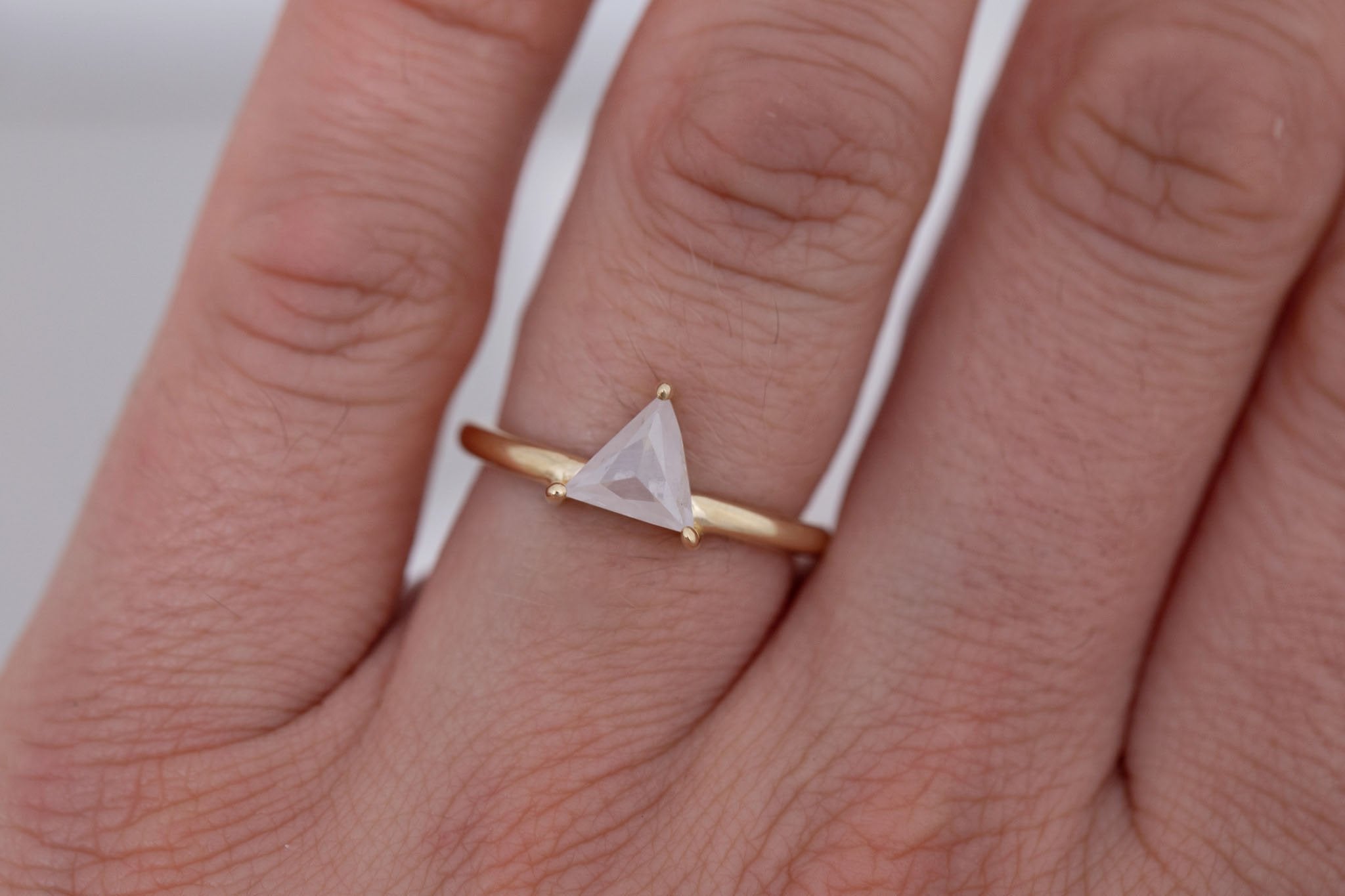 Briar Ring | Icy Diamond Triangle Solitaire Engagement Ring 1.23 ct | 14k Recycled Gold | One of a Kind