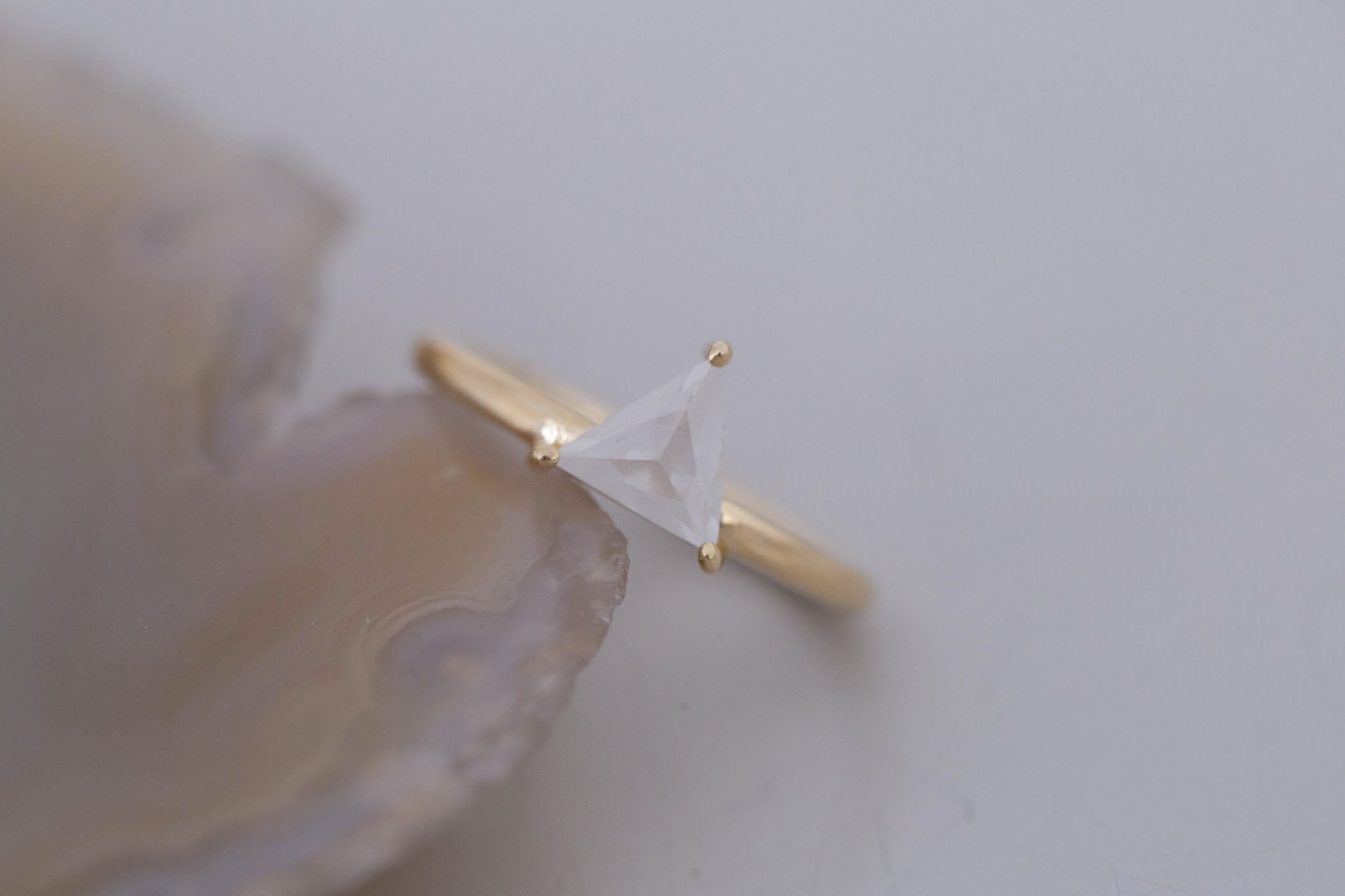 Briar Ring | Icy Diamond Triangle Solitaire Engagement Ring 1.23 ct | 14k Recycled Gold | One of a Kind