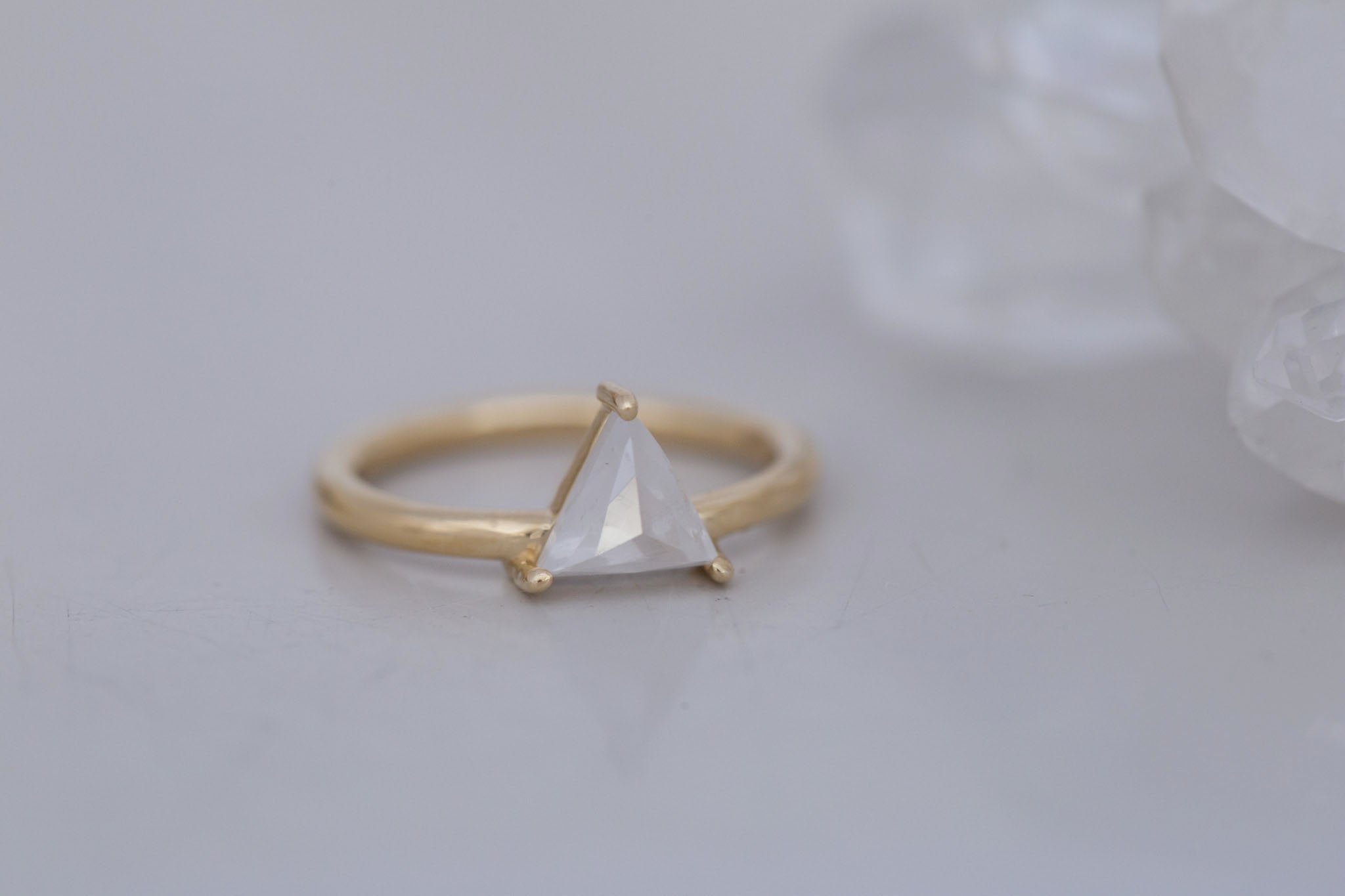 Briar Ring | Icy Diamond Triangle Solitaire Engagement Ring 1.23 ct | 14k Recycled Gold | One of a Kind