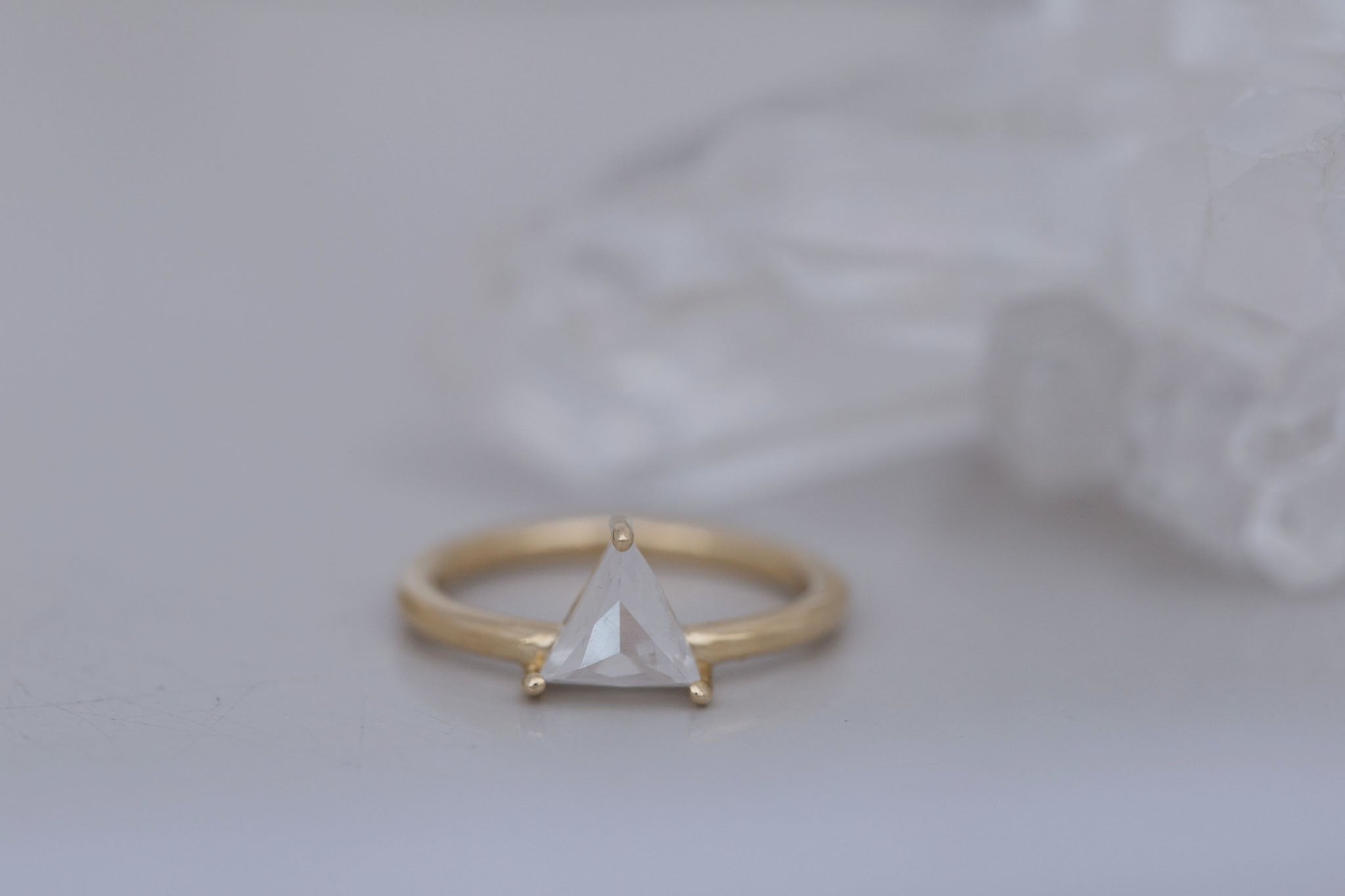 Briar Ring | Icy Diamond Triangle Solitaire Engagement Ring 1.23 ct | 14k Recycled Gold | One of a Kind