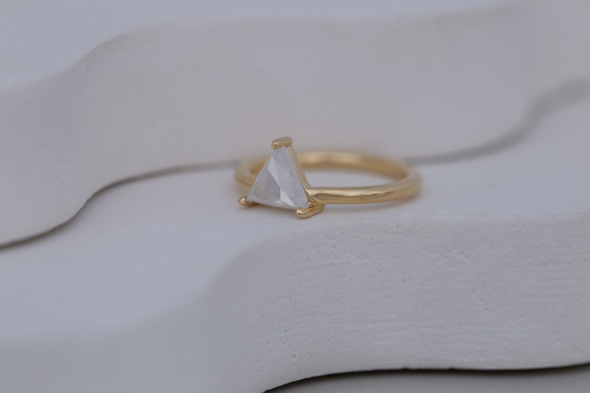 Briar Ring | Icy Diamond Triangle Solitaire Engagement Ring 1.23 ct | 14k Recycled Gold | One of a Kind