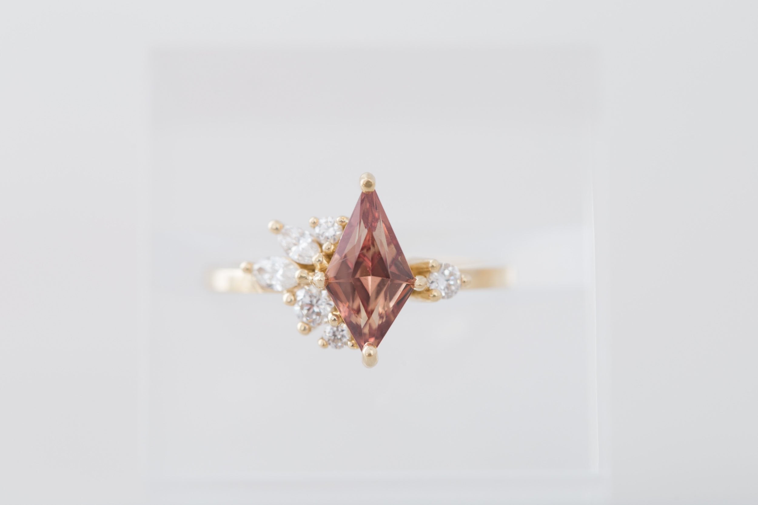 Alden Ring | Brown Sapphire Kite + Diamond Cluster Engagement Ring 1.30 ct | 14k Recycled Gold | One of a Kind