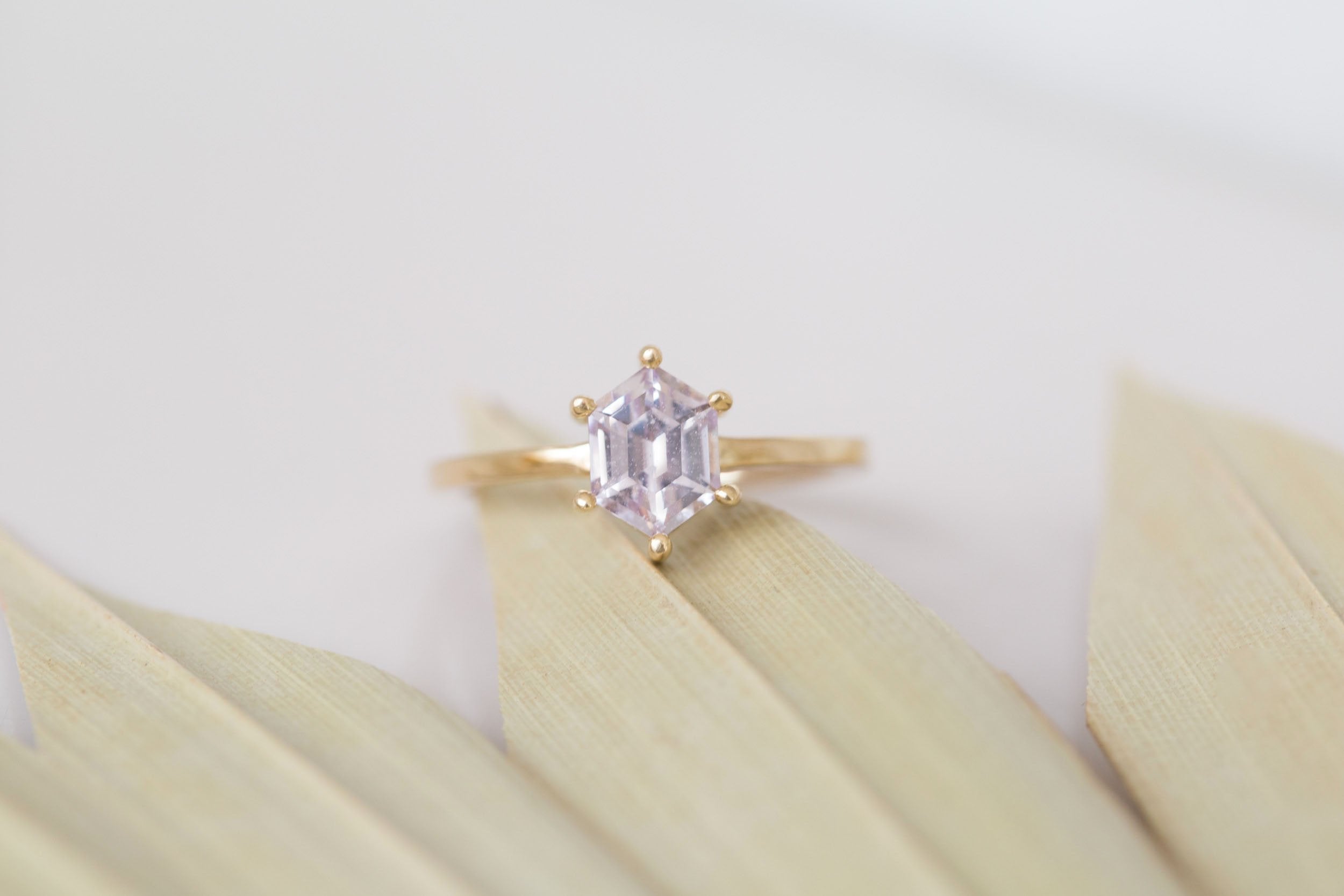 Briar Ring | Icy Pink Step Cut Sapphire Solitaire Engagement Ring 1.28 ct | 14k Recycled Gold | One of a Kind