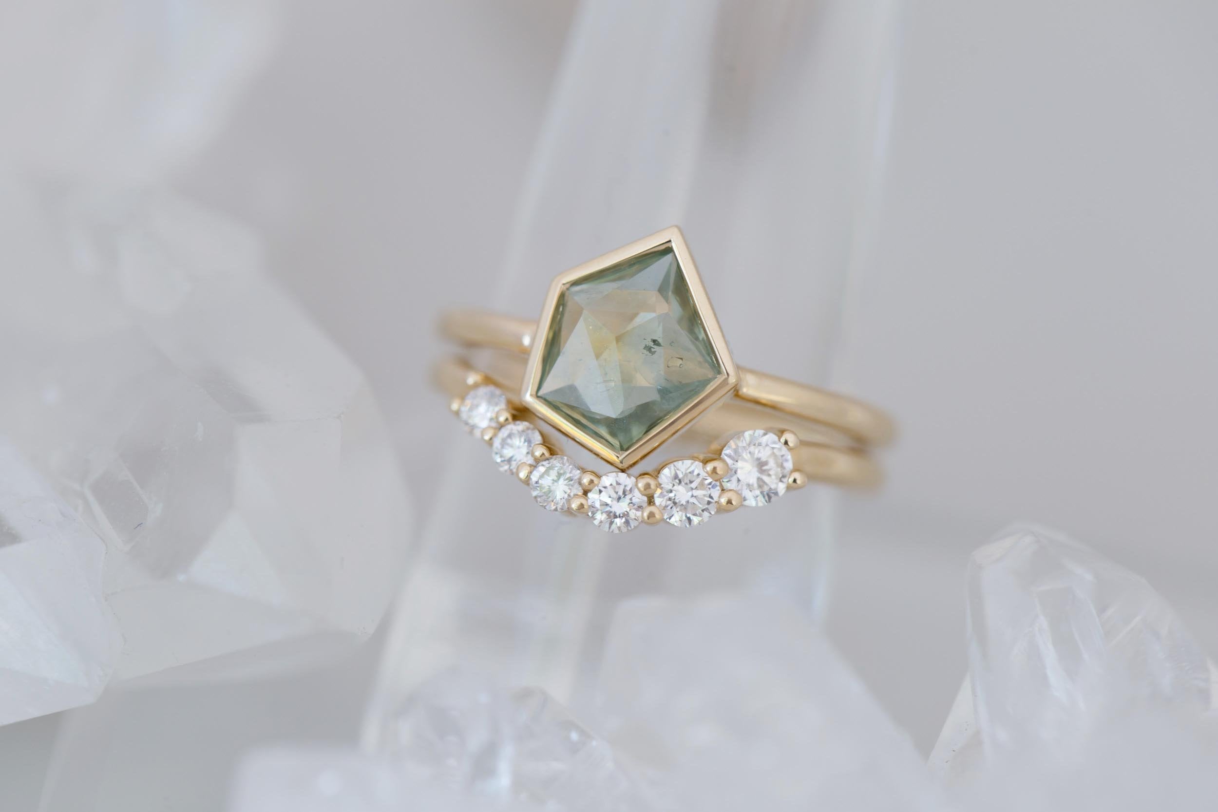 Avens Ring | Mint Geocut Montana Sapphire Engagement Ring 1.41 ct | 14k Recycled Gold | One of a Kind