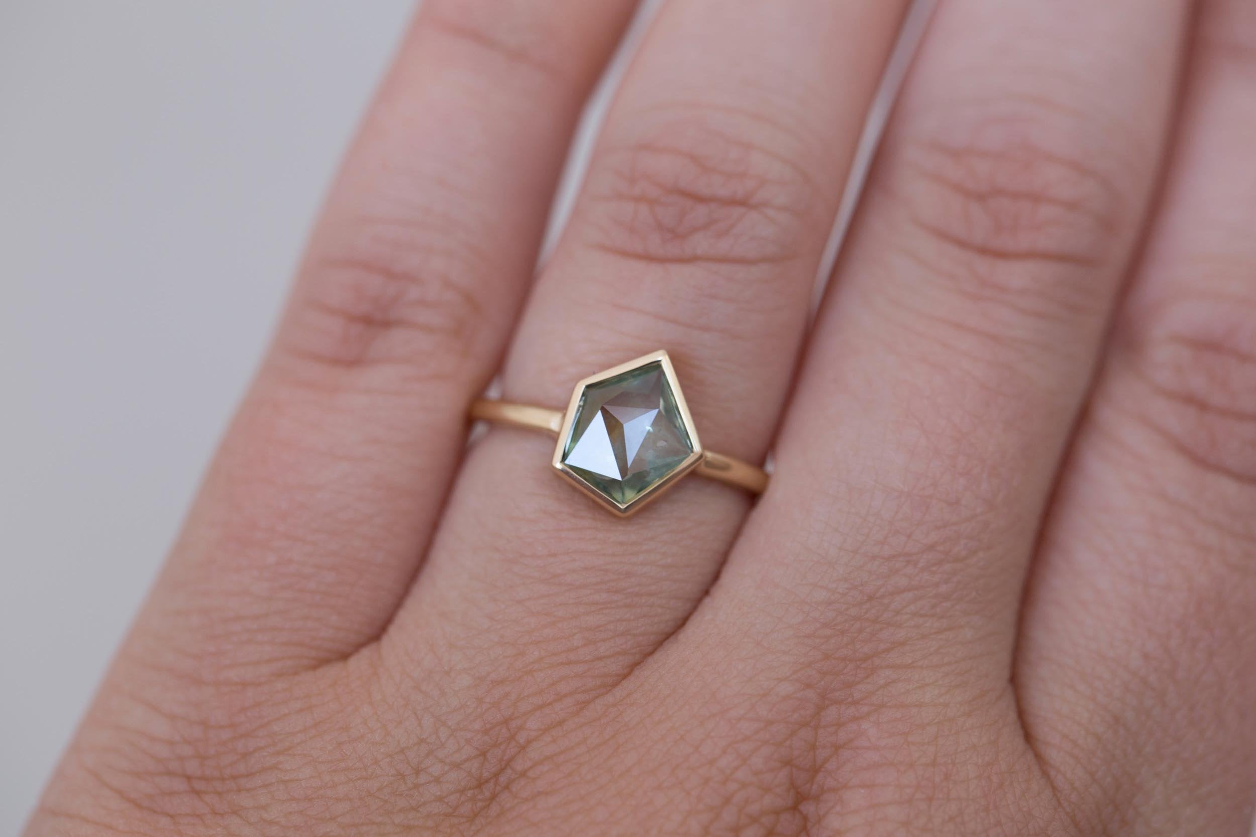 Avens Ring | Mint Geocut Montana Sapphire Engagement Ring 1.41 ct | 14k Recycled Gold | One of a Kind
