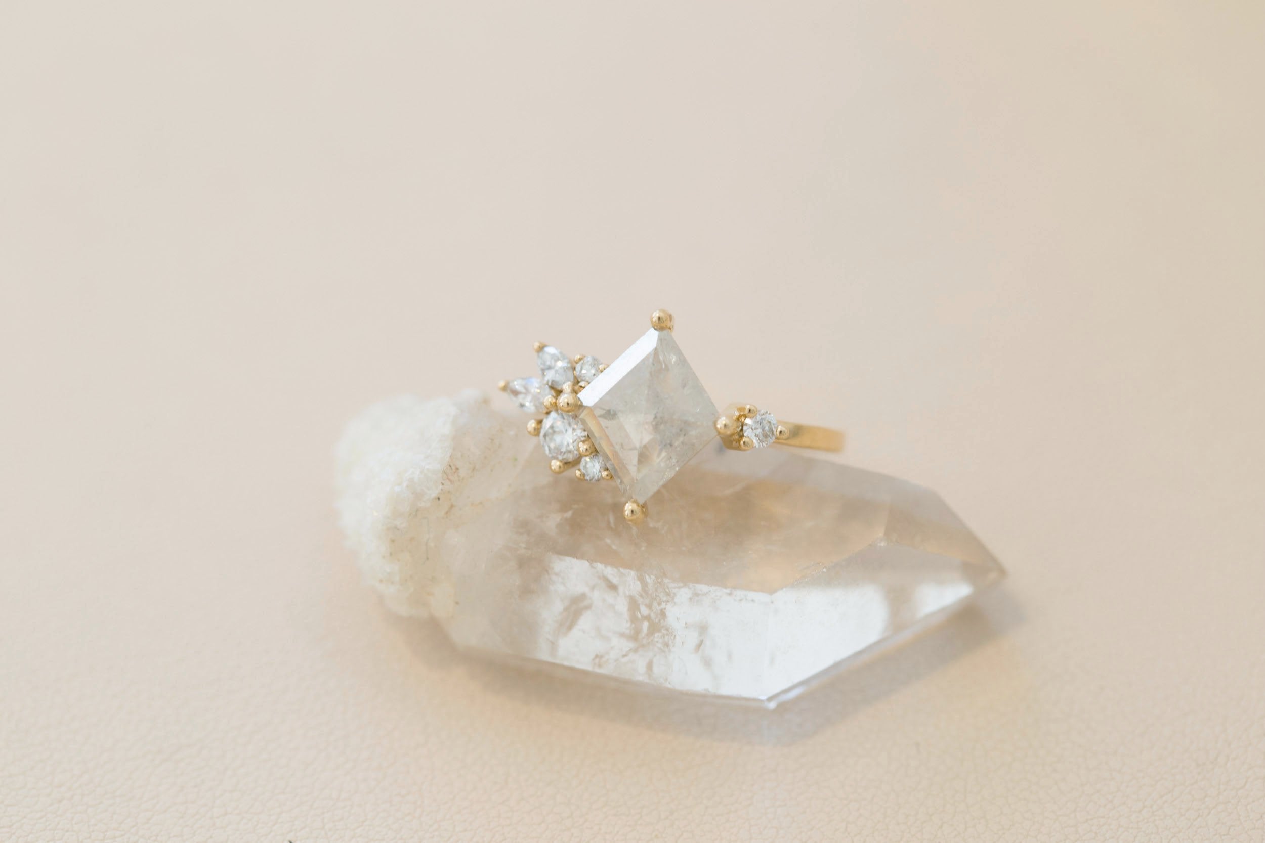 Alden Ring | Silver Diamond Kite + Diamond Cluster Engagement Ring 1.46 ct | 14k Recycled Gold | One of a Kind