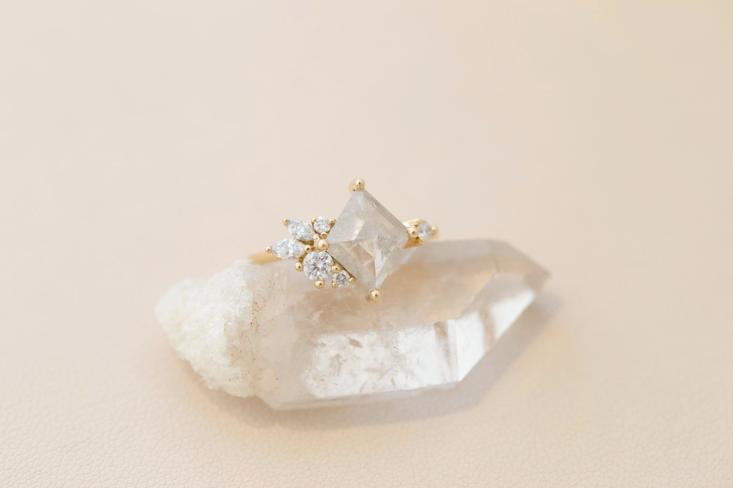 Alden Ring | Silver Diamond Kite + Diamond Cluster Engagement Ring 1.46 ct | 14k Recycled Gold | One of a Kind