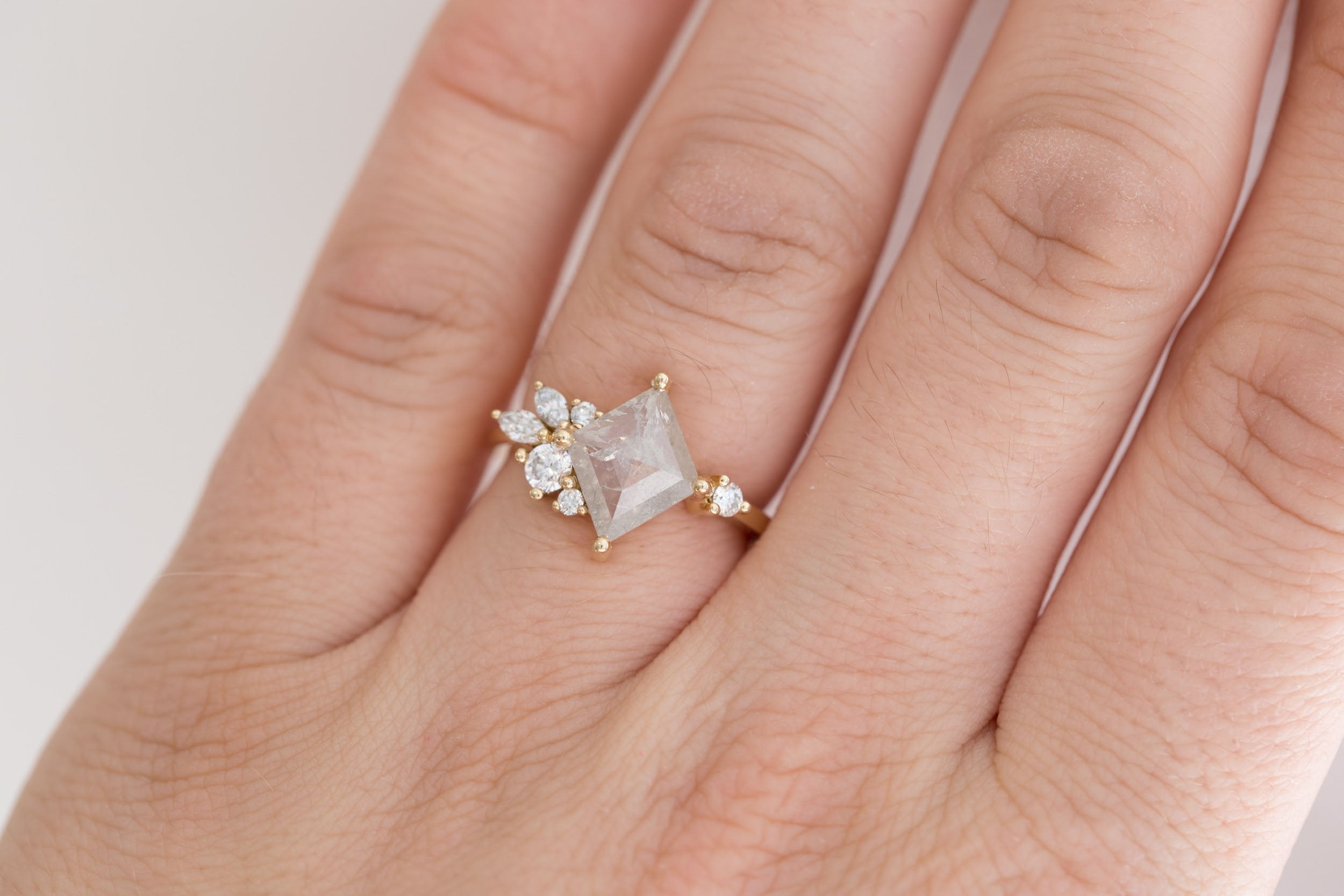 Alden Ring | Silver Diamond Kite + Diamond Cluster Engagement Ring 1.46 ct | 14k Recycled Gold | One of a Kind