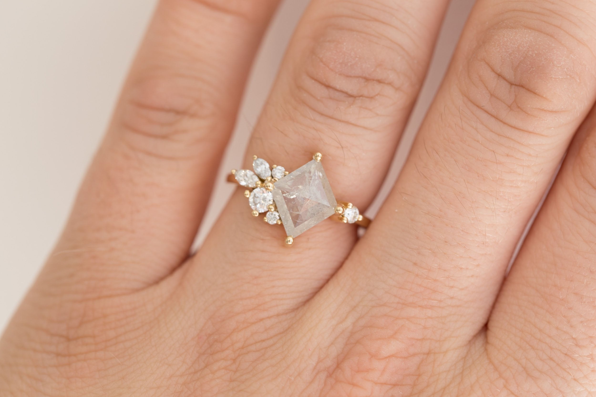Alden Ring | Silver Diamond Kite + Diamond Cluster Engagement Ring 1.46 ct | 14k Recycled Gold | One of a Kind