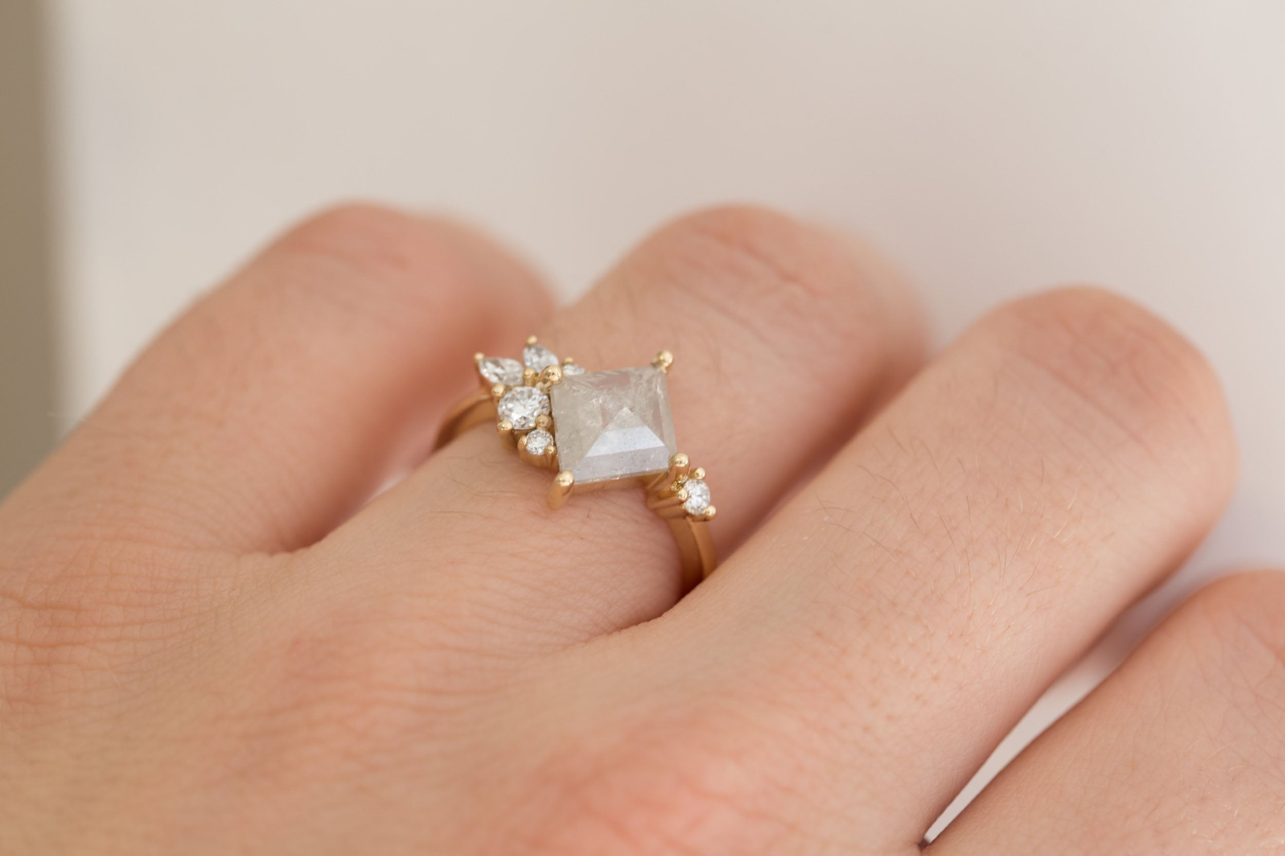 Alden Ring | Silver Diamond Kite + Diamond Cluster Engagement Ring 1.46 ct | 14k Recycled Gold | One of a Kind
