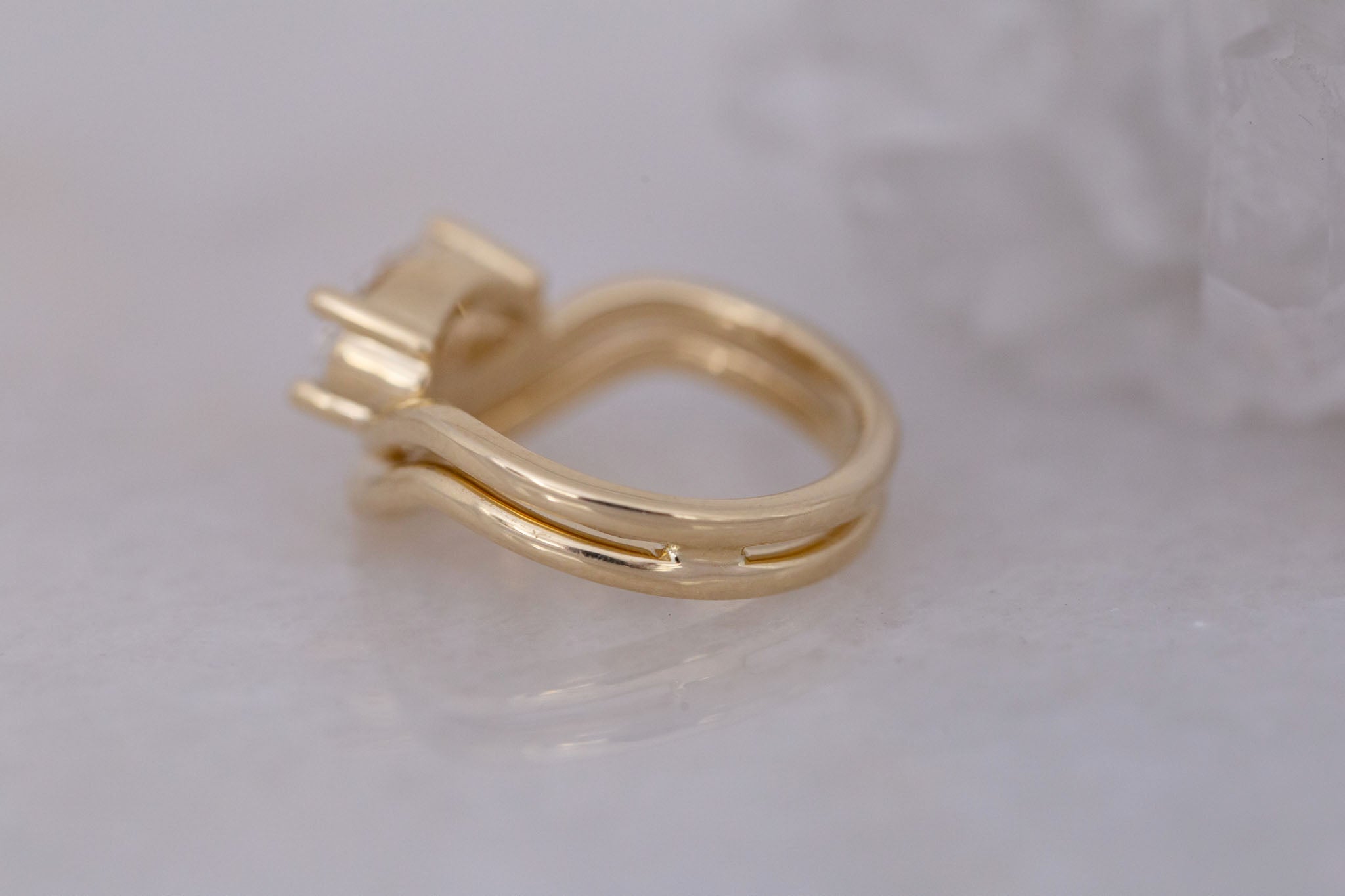 Hayes Ring | Lab Moval Solitaire + Double Curved Band Engagement Ring 1.50 ct | 14k Recycled Gold | One of a Kind