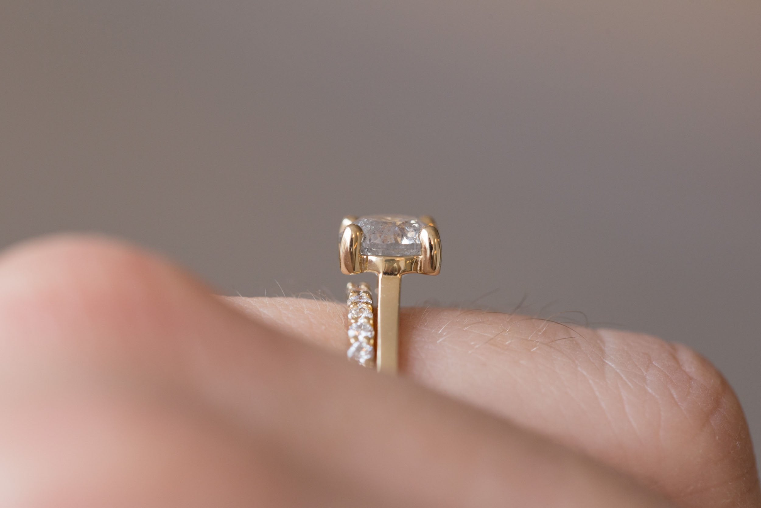 Briar Ring | Round Salt and Pepper Diamond Solitaire Engagement Ring 1.51 ct | 14k Recycled Gold