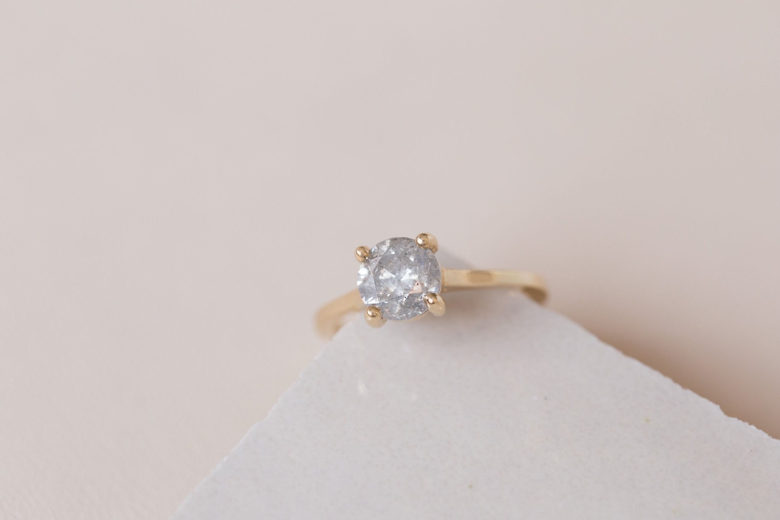 Briar Ring | Round Salt and Pepper Diamond Solitaire Engagement Ring 1.51 ct | 14k Recycled Gold