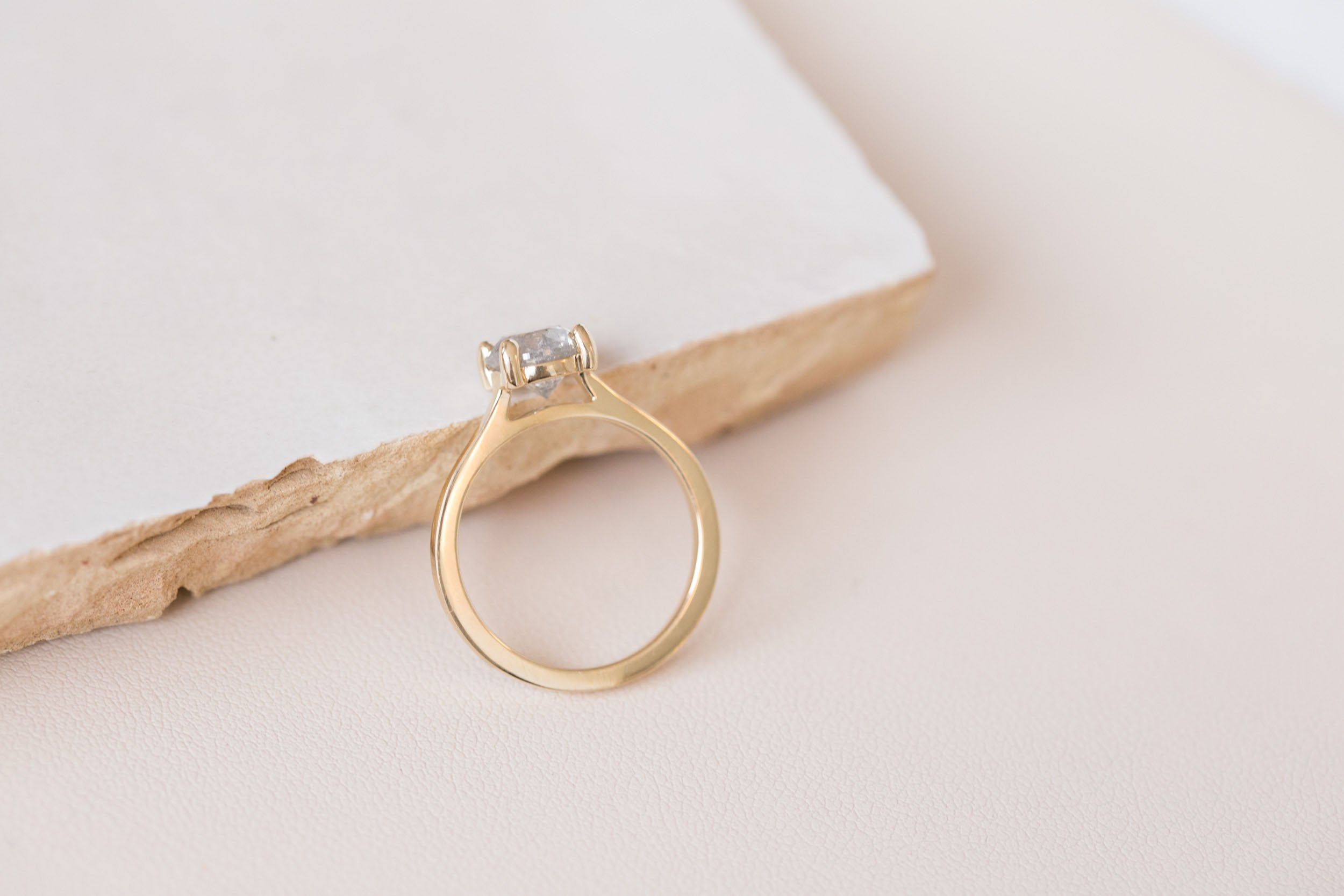 Briar Ring | Round Salt and Pepper Diamond Solitaire Engagement Ring 1.51 ct | 14k Recycled Gold