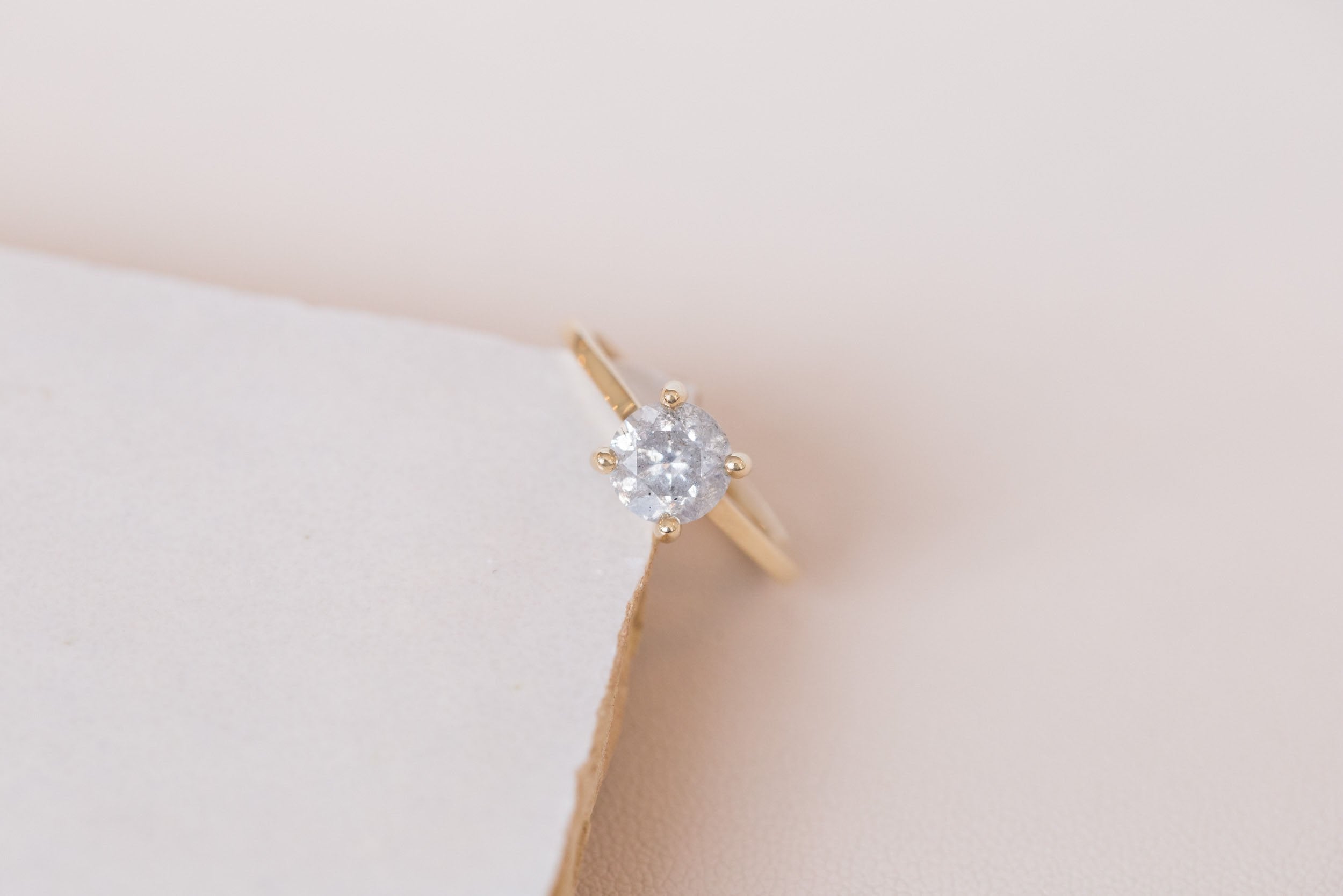 Briar Ring | Round Salt and Pepper Diamond Solitaire Engagement Ring 1.51 ct | 14k Recycled Gold