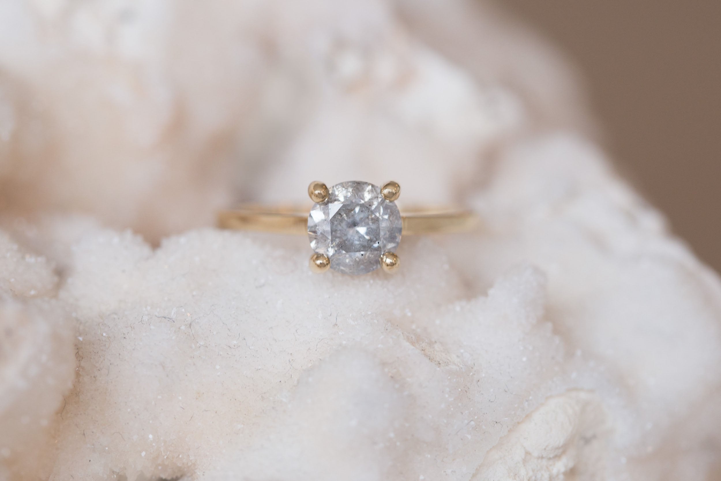 Briar Ring | Round Salt and Pepper Diamond Solitaire Engagement Ring 1.51 ct | 14k Recycled Gold