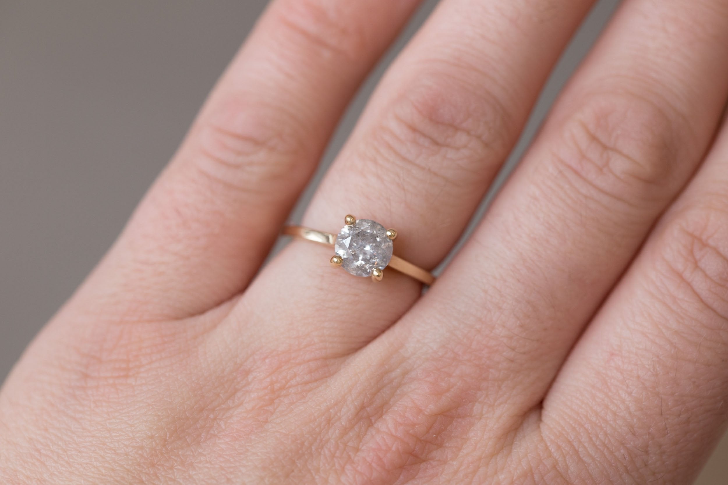 Briar Ring | Round Salt and Pepper Diamond Solitaire Engagement Ring 1.51 ct | 14k Recycled Gold