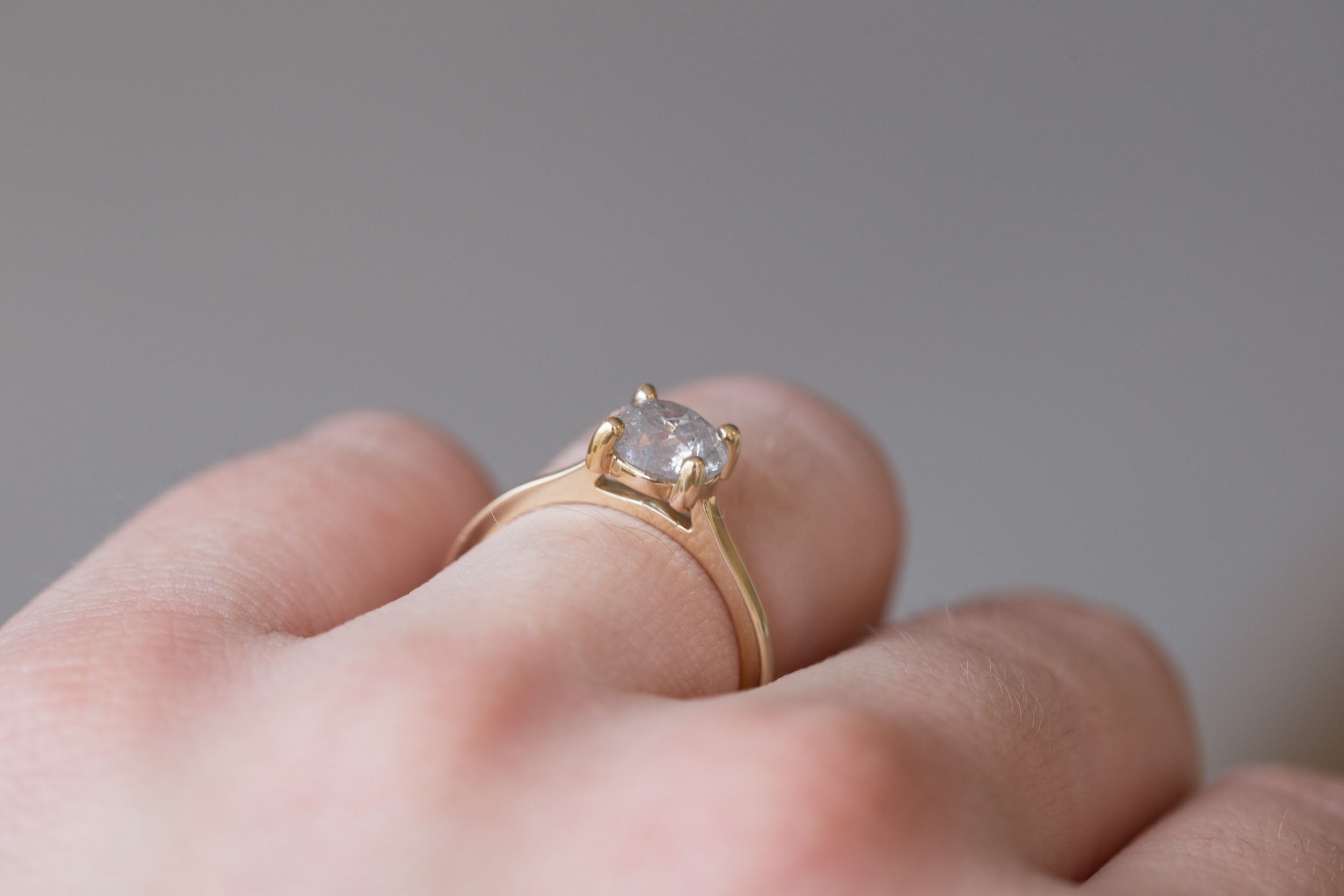 Briar Ring | Round Salt and Pepper Diamond Solitaire Engagement Ring 1.51 ct | 14k Recycled Gold