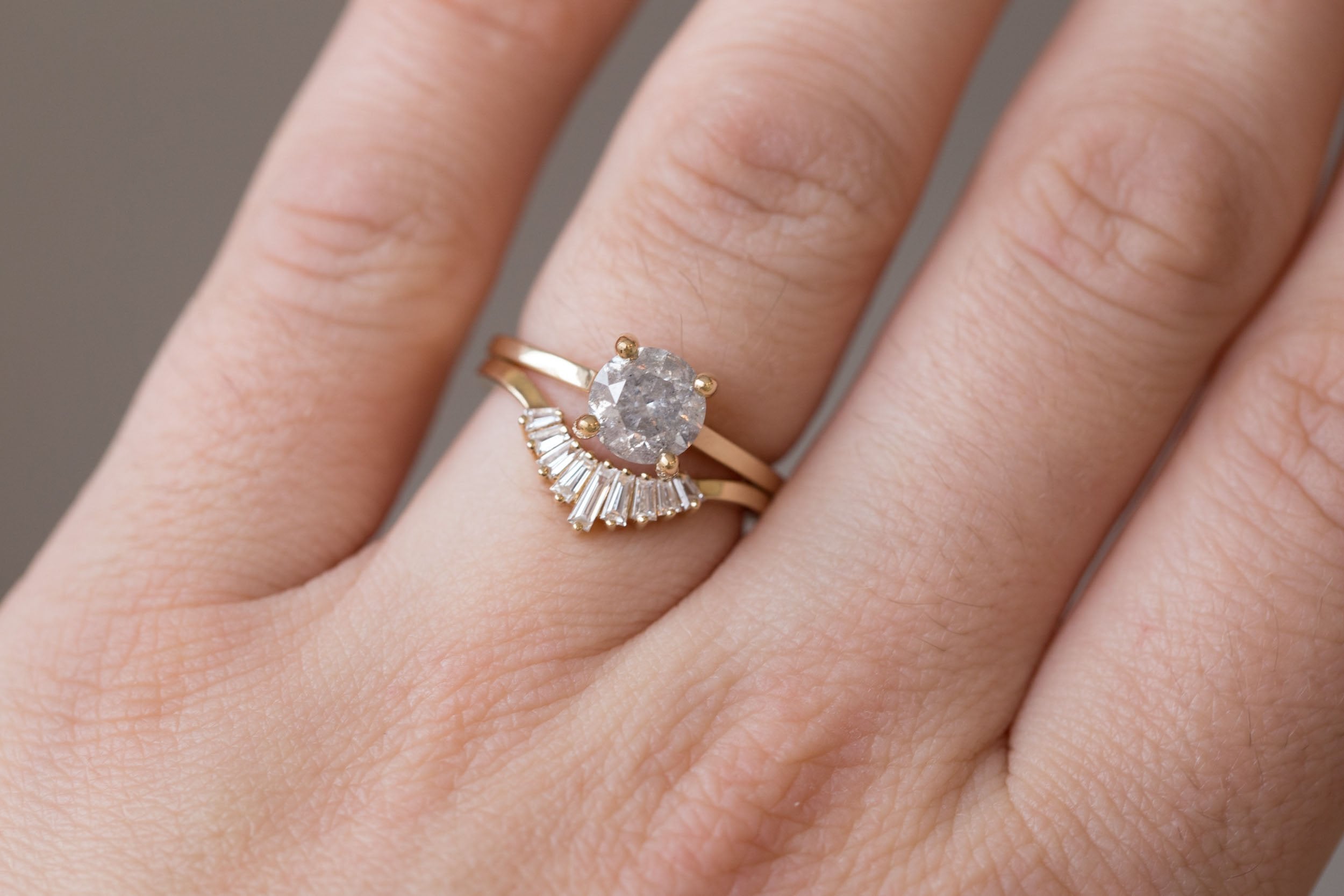 Briar Ring | Round Salt and Pepper Diamond Solitaire Engagement Ring 1.51 ct | 14k Recycled Gold