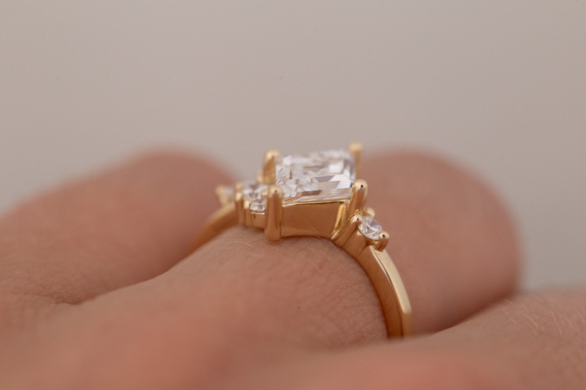 Alden Ring | Lab Diamond Rhombus + Diamond Cluster Engagement Ring 1.52 ct | 14k Recycled Gold | One of a Kind