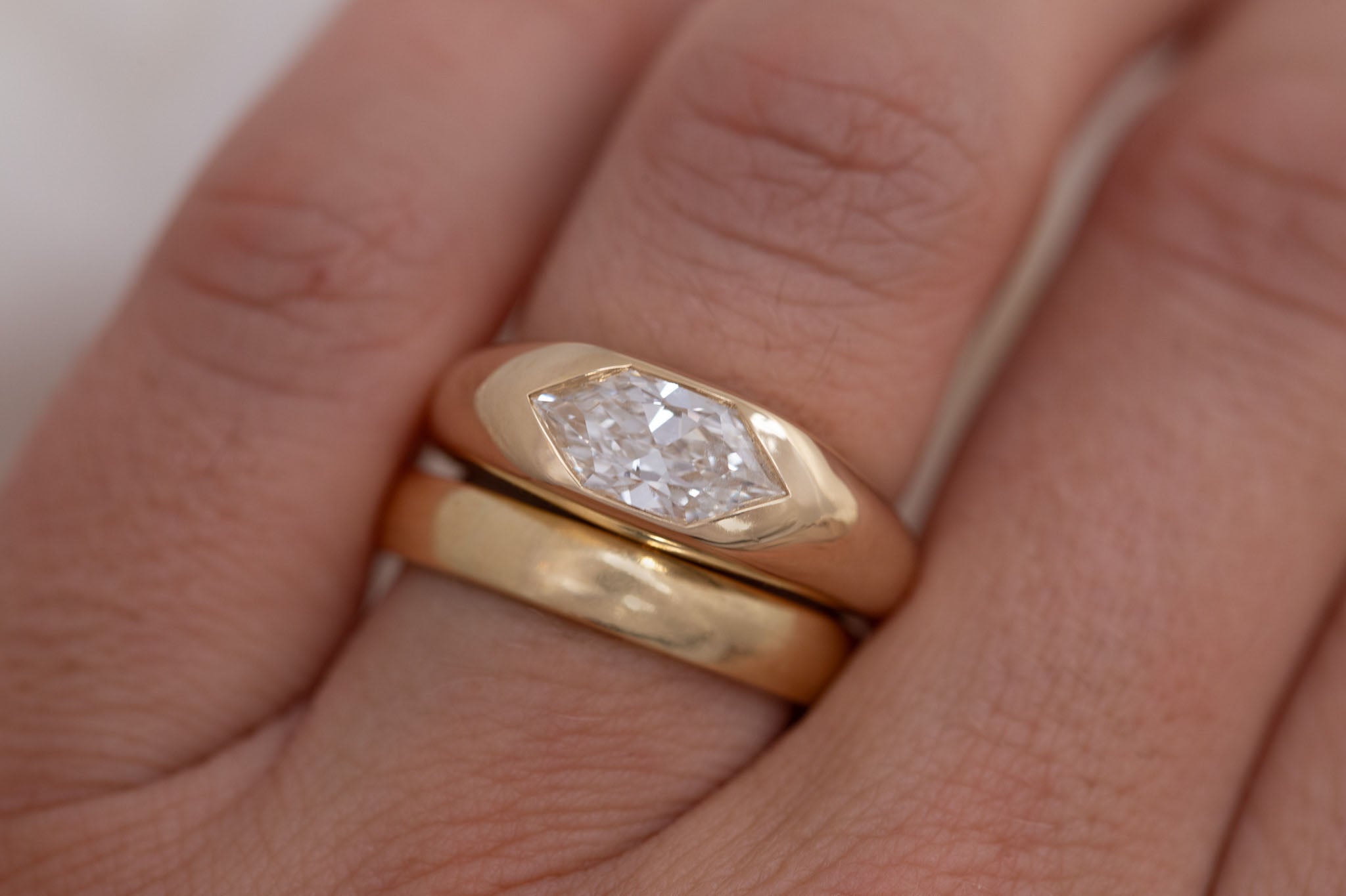 Lyric Ring | Lab Duchess Cut Dome Band Engagement Ring 1.53 ct | 14k Recycled Gold | One of a Kind