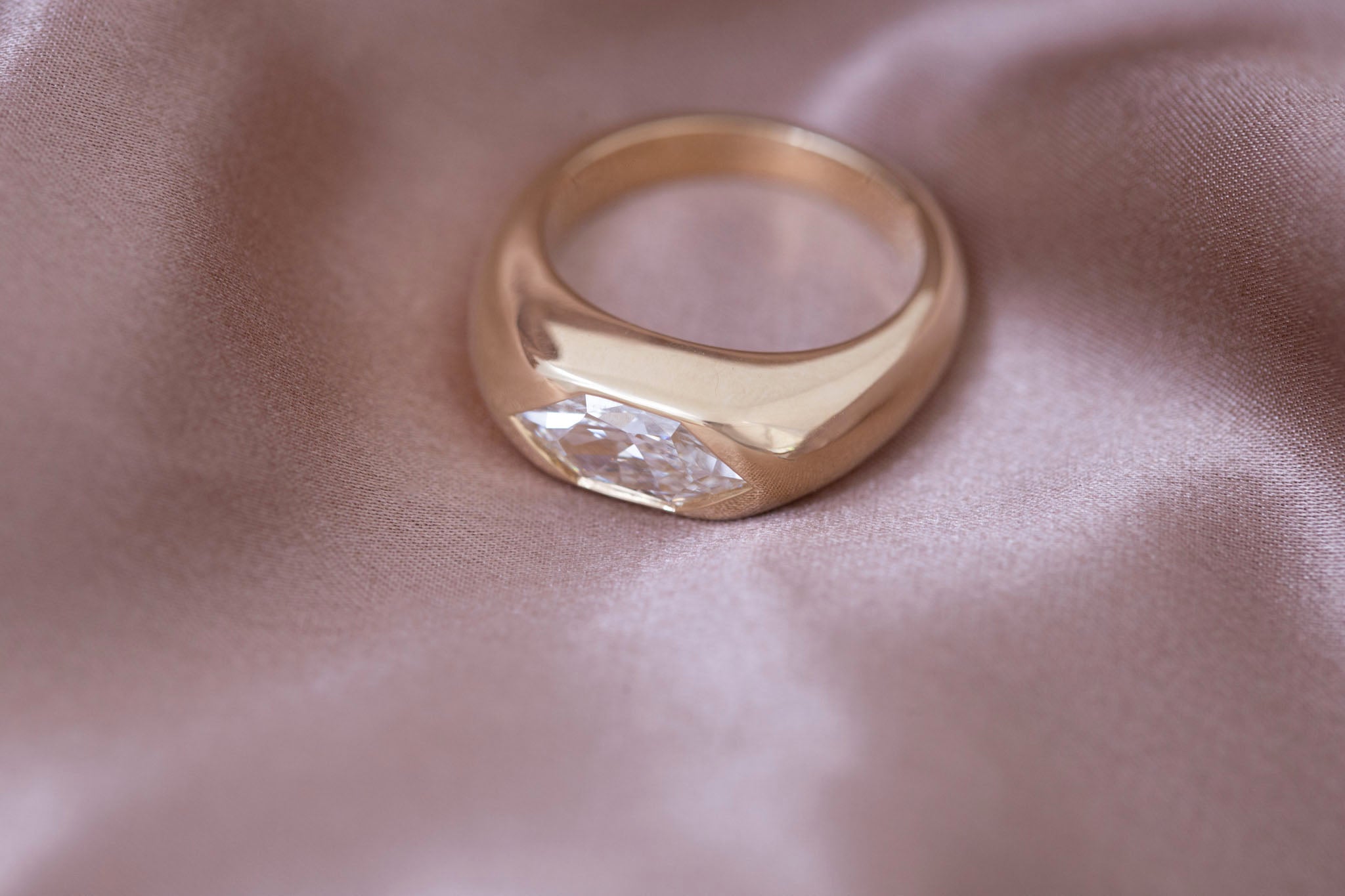 Lyric Ring | Lab Duchess Cut Dome Band Engagement Ring 1.53 ct | 14k Recycled Gold | One of a Kind