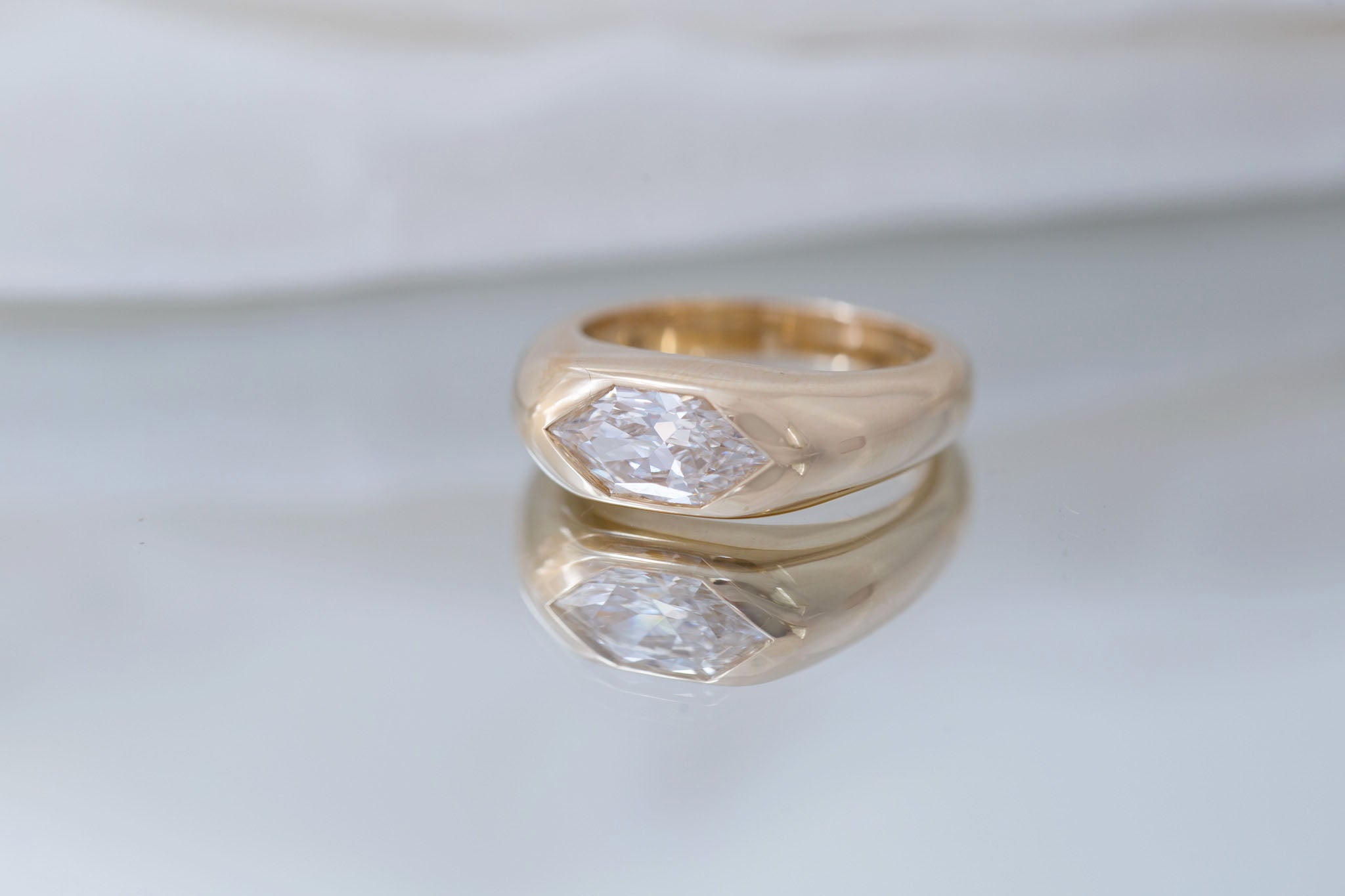 Lyric Ring | Lab Duchess Cut Dome Band Engagement Ring 1.53 ct | 14k Recycled Gold | One of a Kind