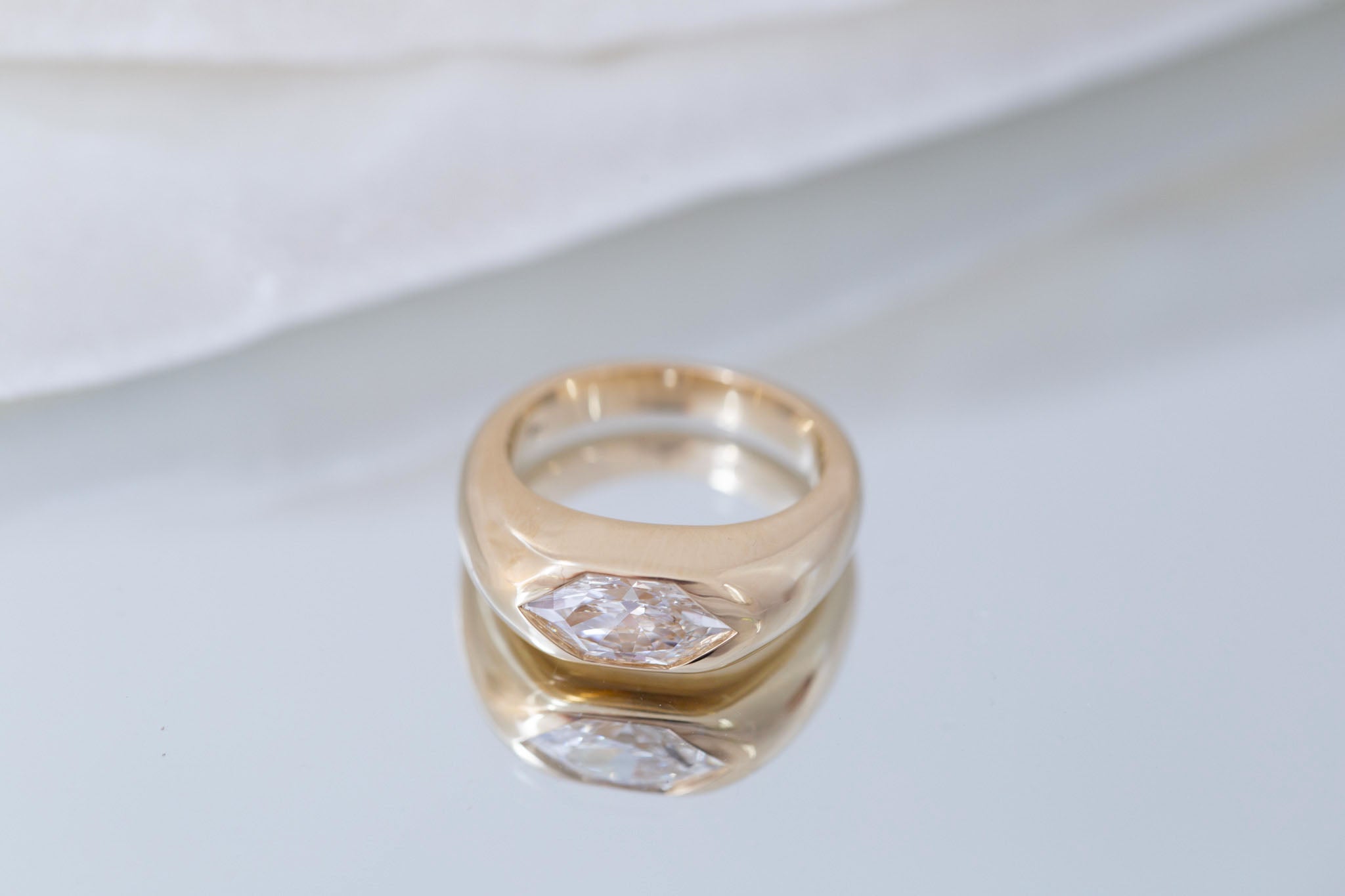 Lyric Ring | Lab Duchess Cut Dome Band Engagement Ring 1.53 ct | 14k Recycled Gold | One of a Kind