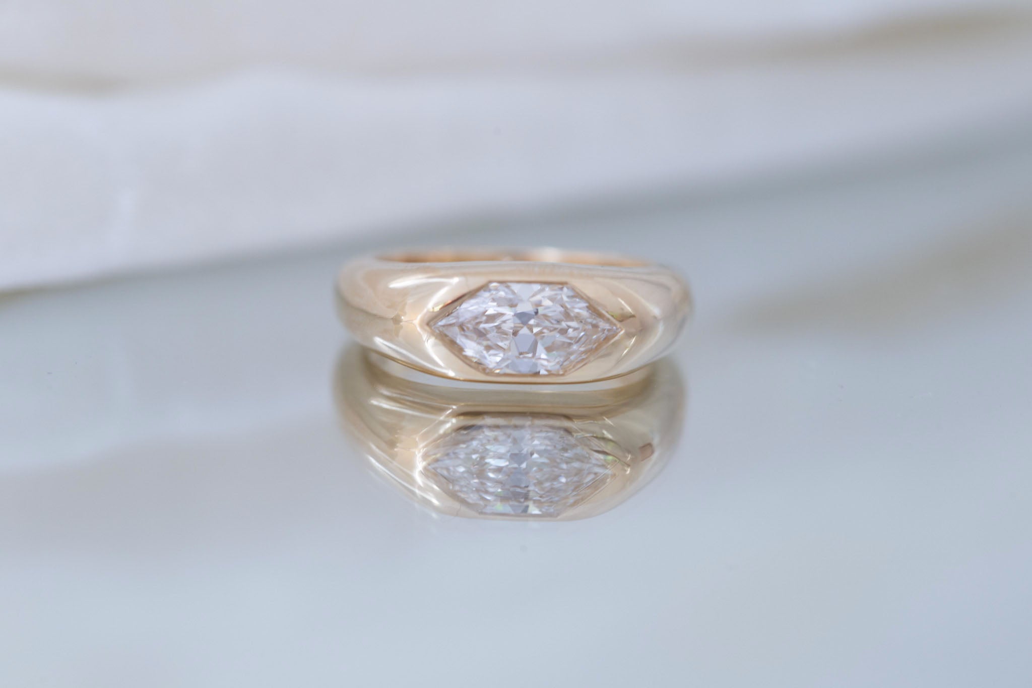 Lyric Ring | Lab Duchess Cut Dome Band Engagement Ring 1.53 ct | 14k Recycled Gold | One of a Kind