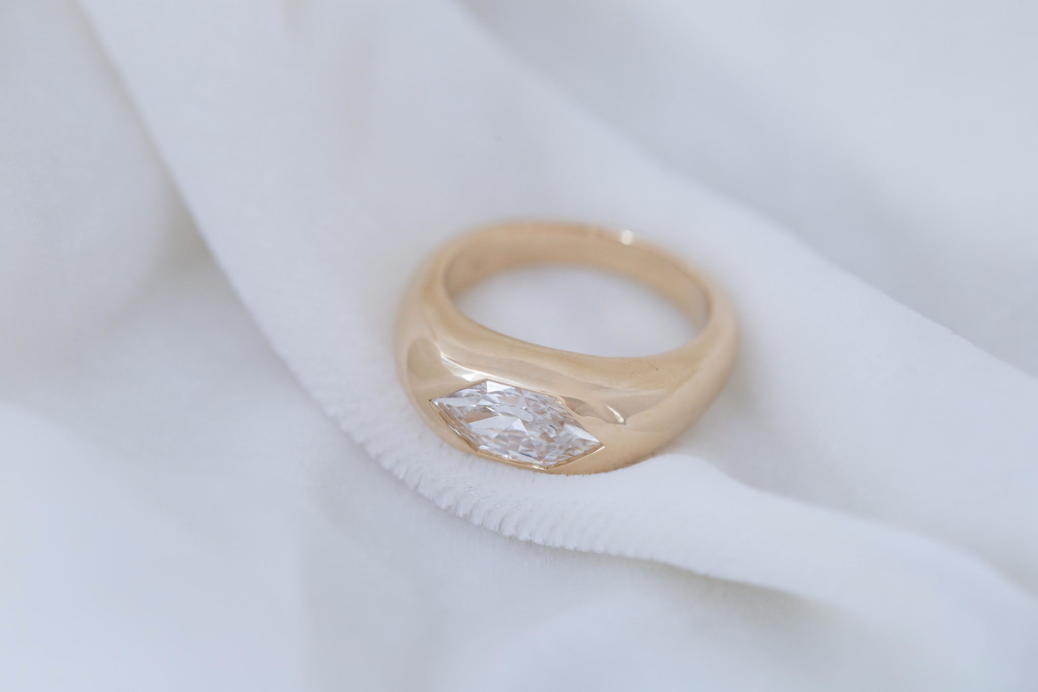 Lyric Ring | Lab Duchess Cut Dome Band Engagement Ring 1.53 ct | 14k Recycled Gold | One of a Kind