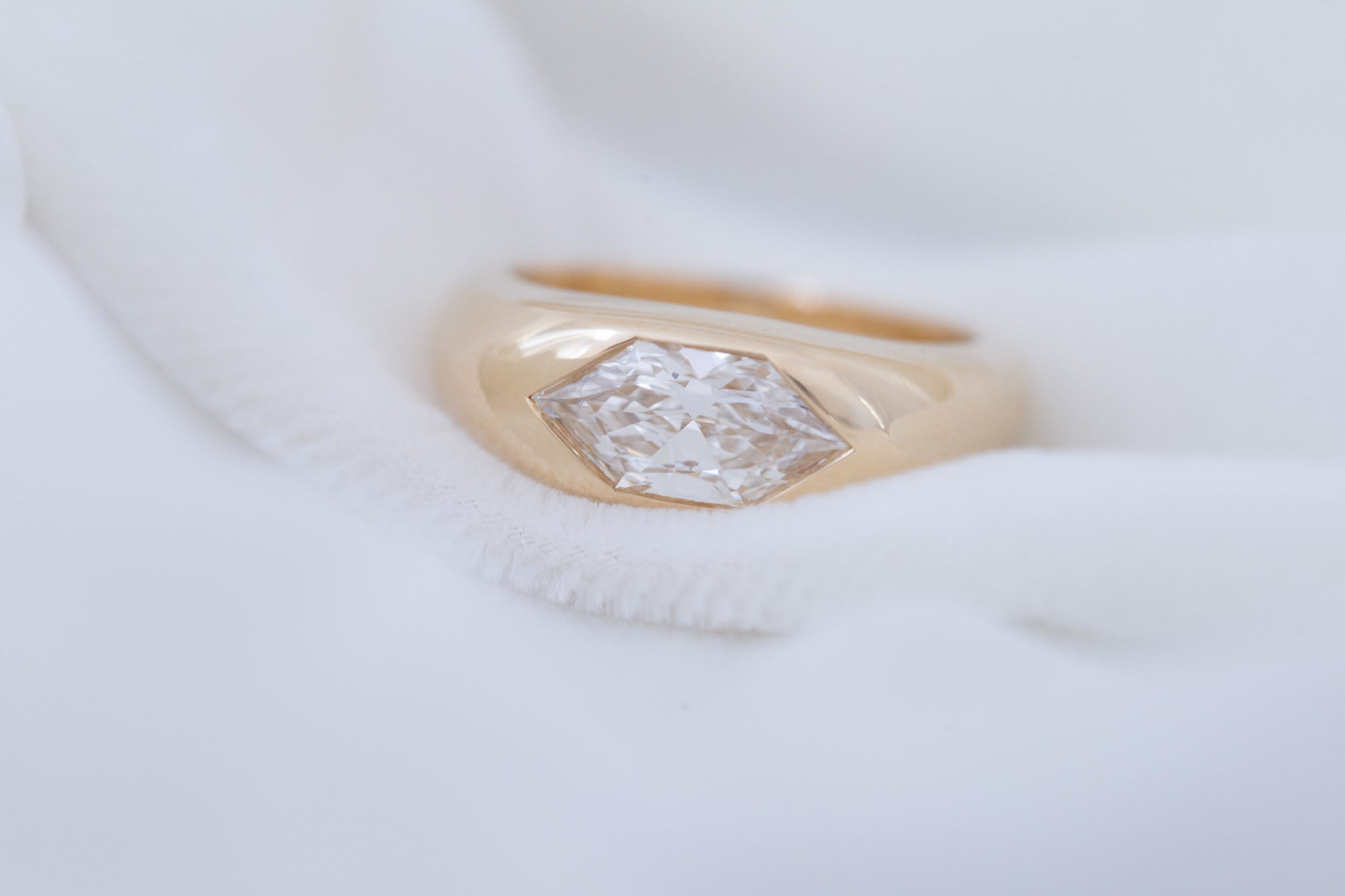 Lyric Ring | Lab Duchess Cut Dome Band Engagement Ring 1.53 ct | 14k Recycled Gold | One of a Kind