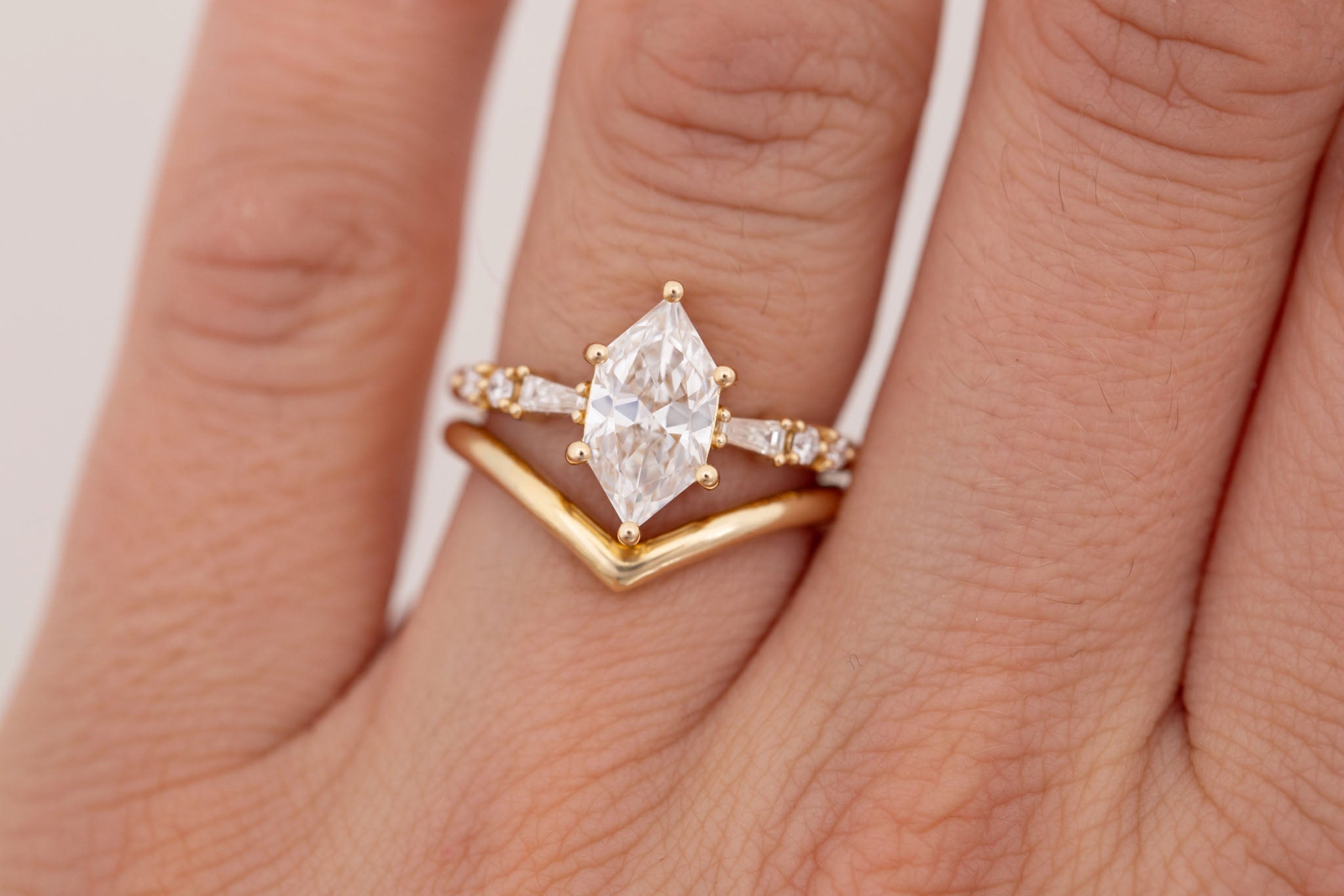 Liesel Ring | Lab Duchess Cut Diamond + Lab Diamond Baguette Accent Engagement Ring 1.53 ct | 14k Recycled Gold | One of a Kind