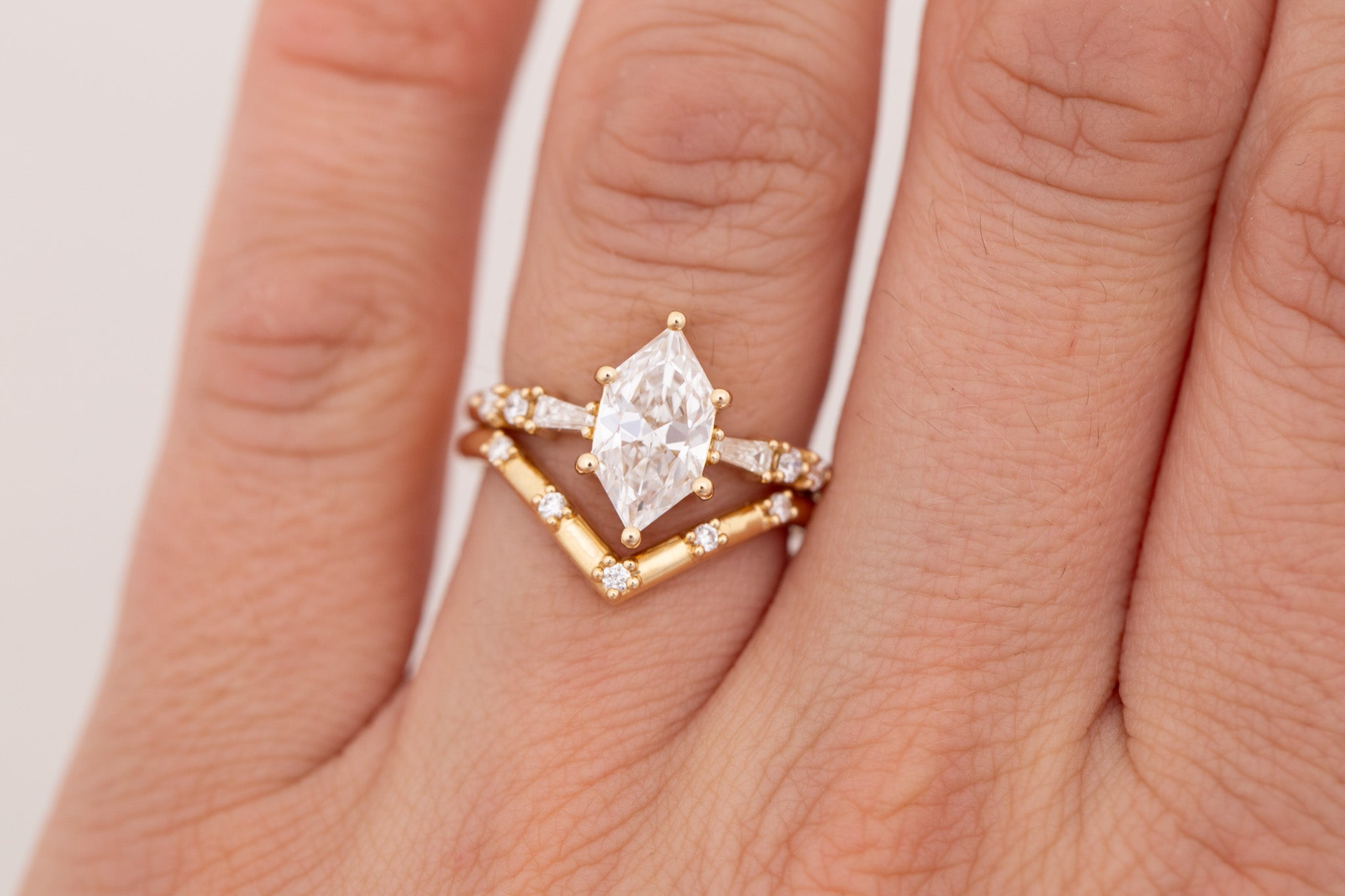 Liesel Ring | Lab Duchess Cut Diamond + Lab Diamond Baguette Accent Engagement Ring 1.53 ct | 14k Recycled Gold | One of a Kind