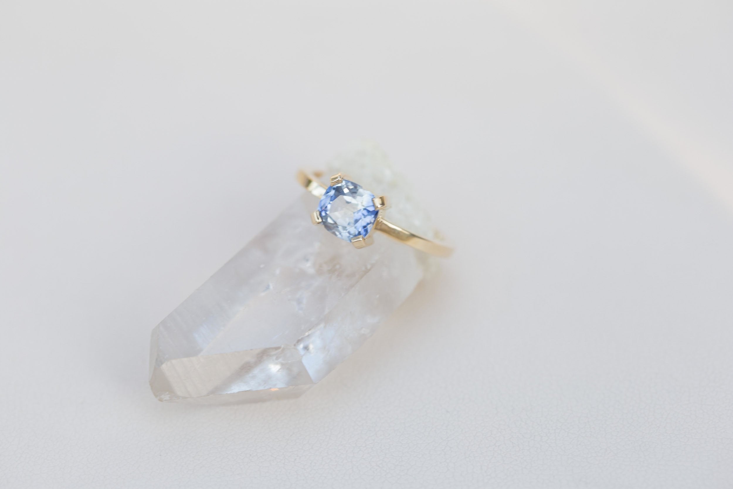 Farley Ring | Bicolor Blue White Cushion Cut Engagement Ring 1.54 ct | 14k Recycled Gold | One of a Kind