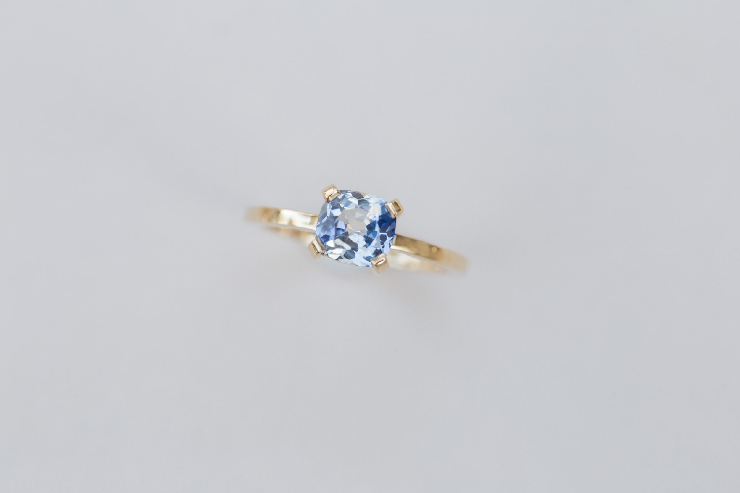 Farley Ring | Bicolor Blue White Cushion Cut Engagement Ring 1.54 ct | 14k Recycled Gold | One of a Kind