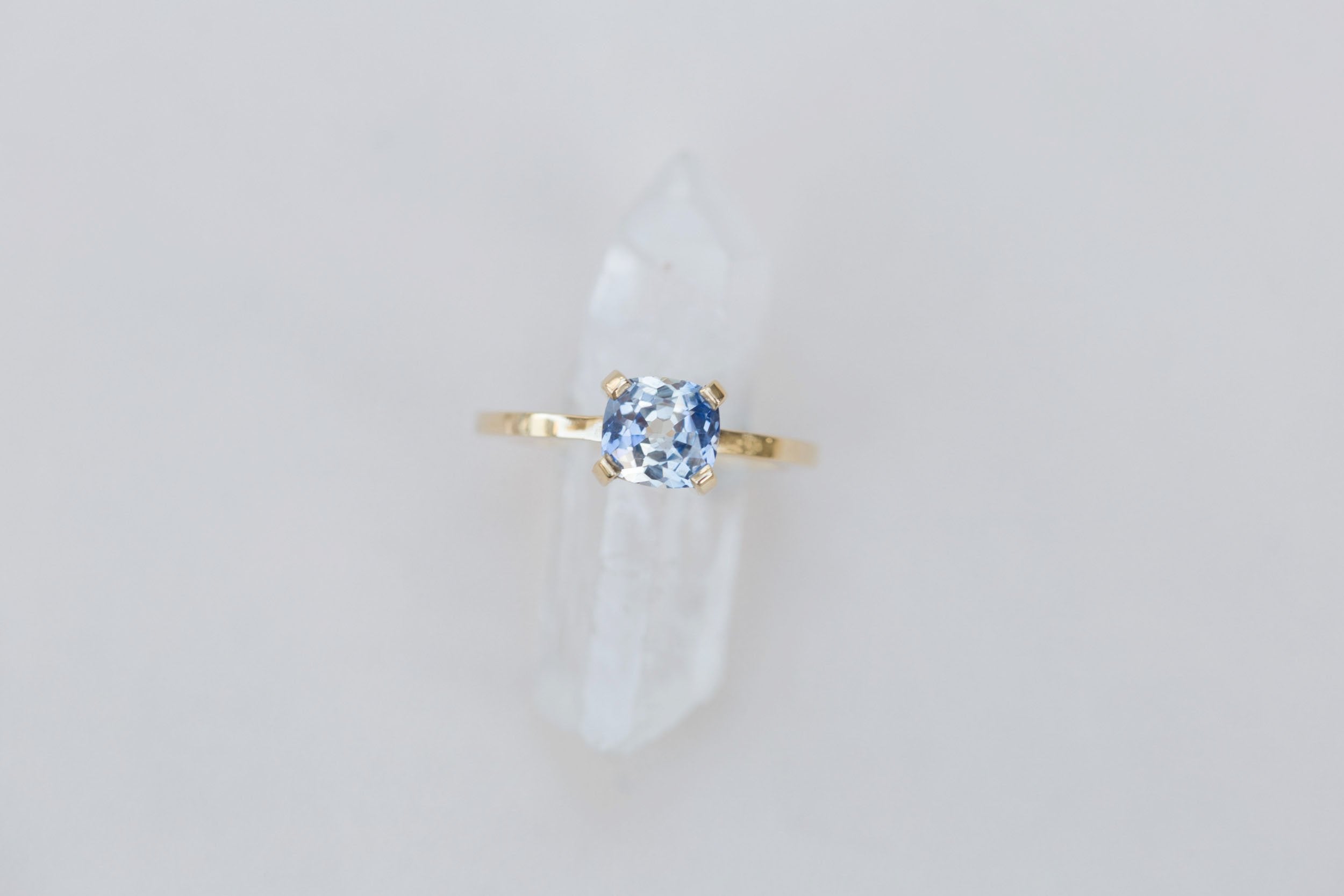 Farley Ring | Bicolor Blue White Cushion Cut Engagement Ring 1.54 ct | 14k Recycled Gold | One of a Kind