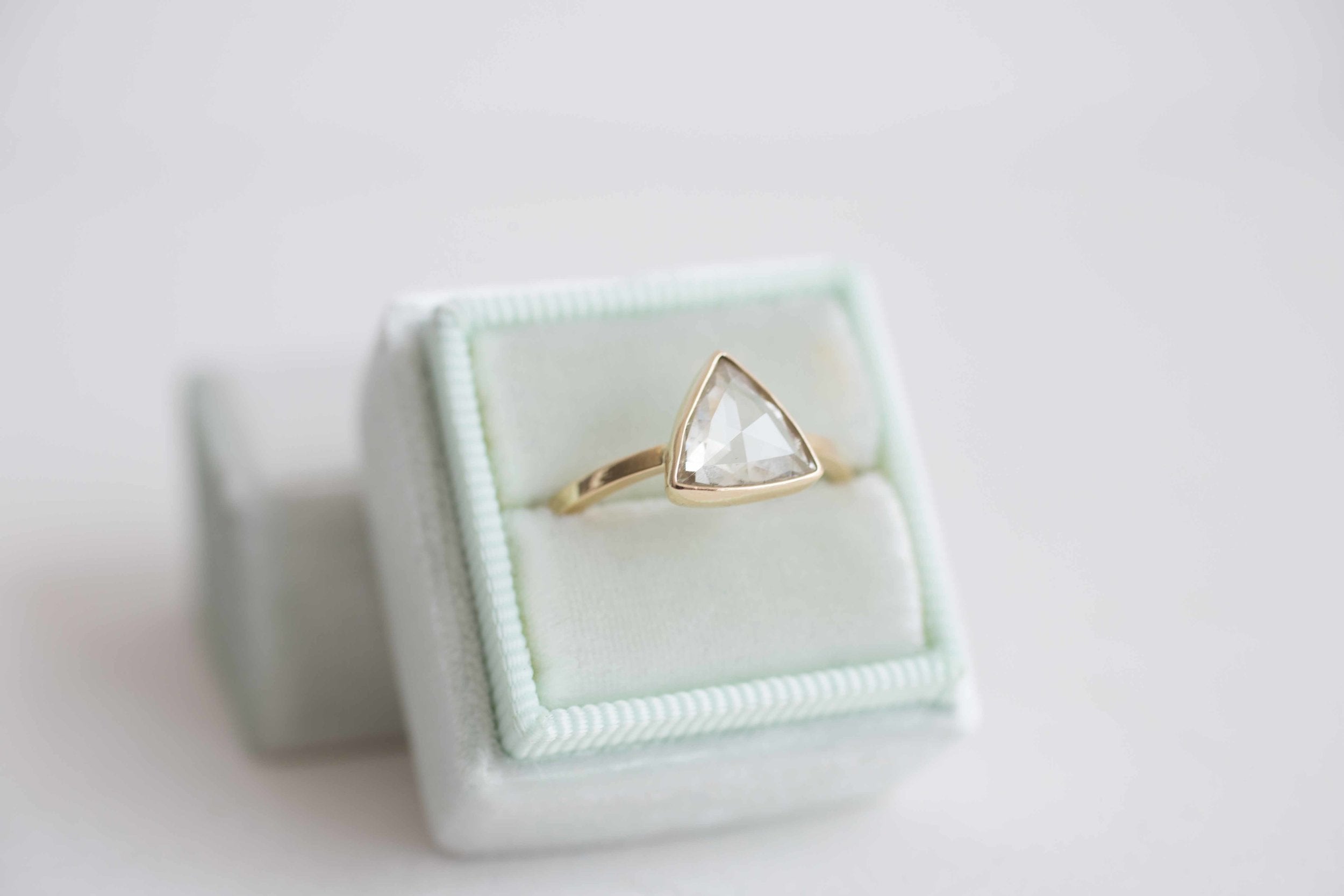 Avens Ring | Clear Rose Cut Trillion Diamond Ring | Triangle Engagement Ring | 14k Recycled Gold | One of a Kind