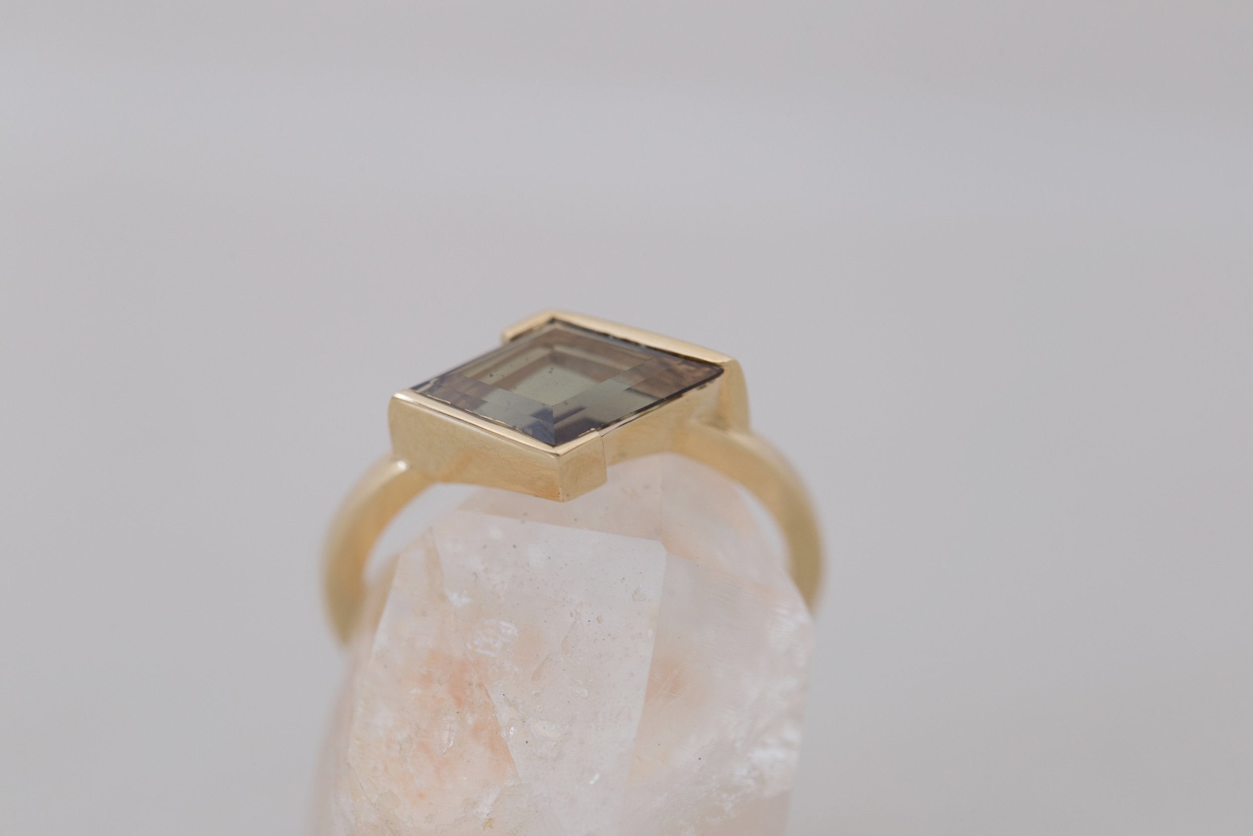 Varda Ring | Olive Rhombus Engagement Ring 1.56 ct | 14k Recycled Gold | One of a Kind