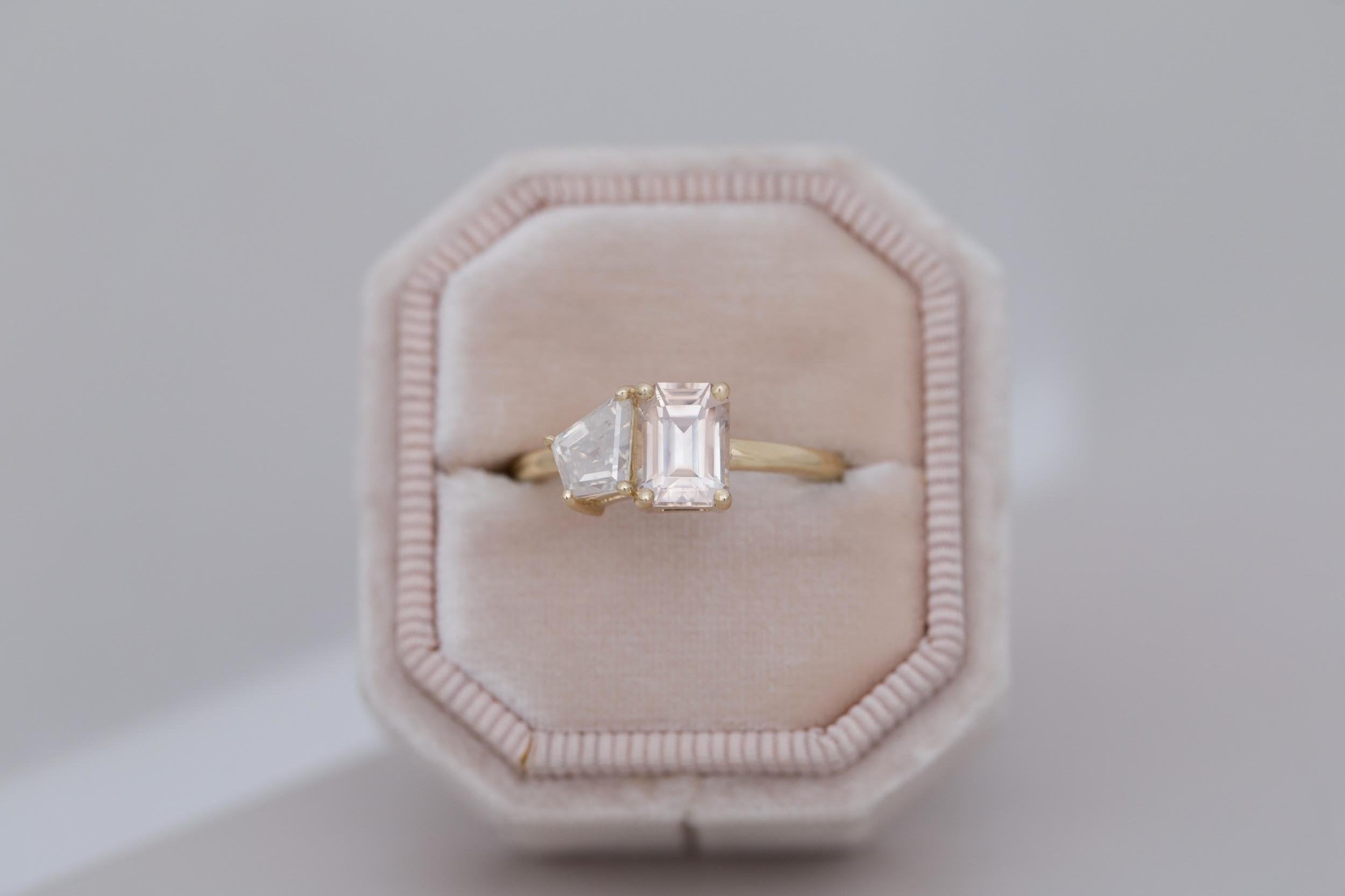 Liana Ring | Blush Sapphire + Kite Diamond Engagement Ring 1.58 ct | 14k Recycled Gold | One of a Kind
