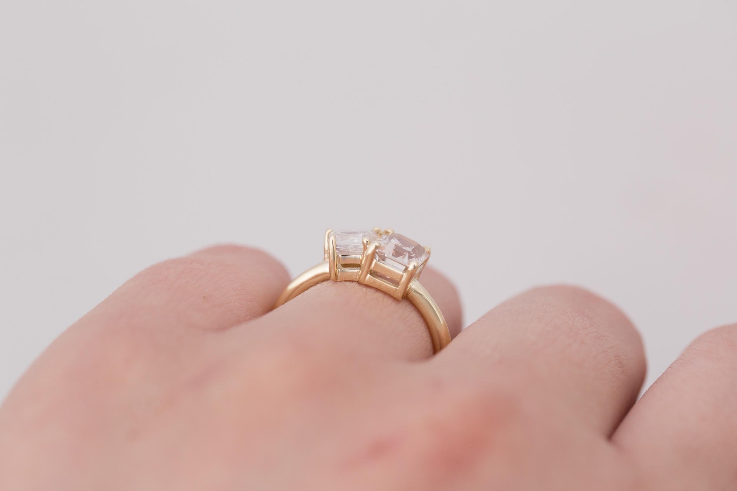 Liana Ring | Blush Sapphire + Kite Diamond Engagement Ring 1.58 ct | 14k Recycled Gold | One of a Kind