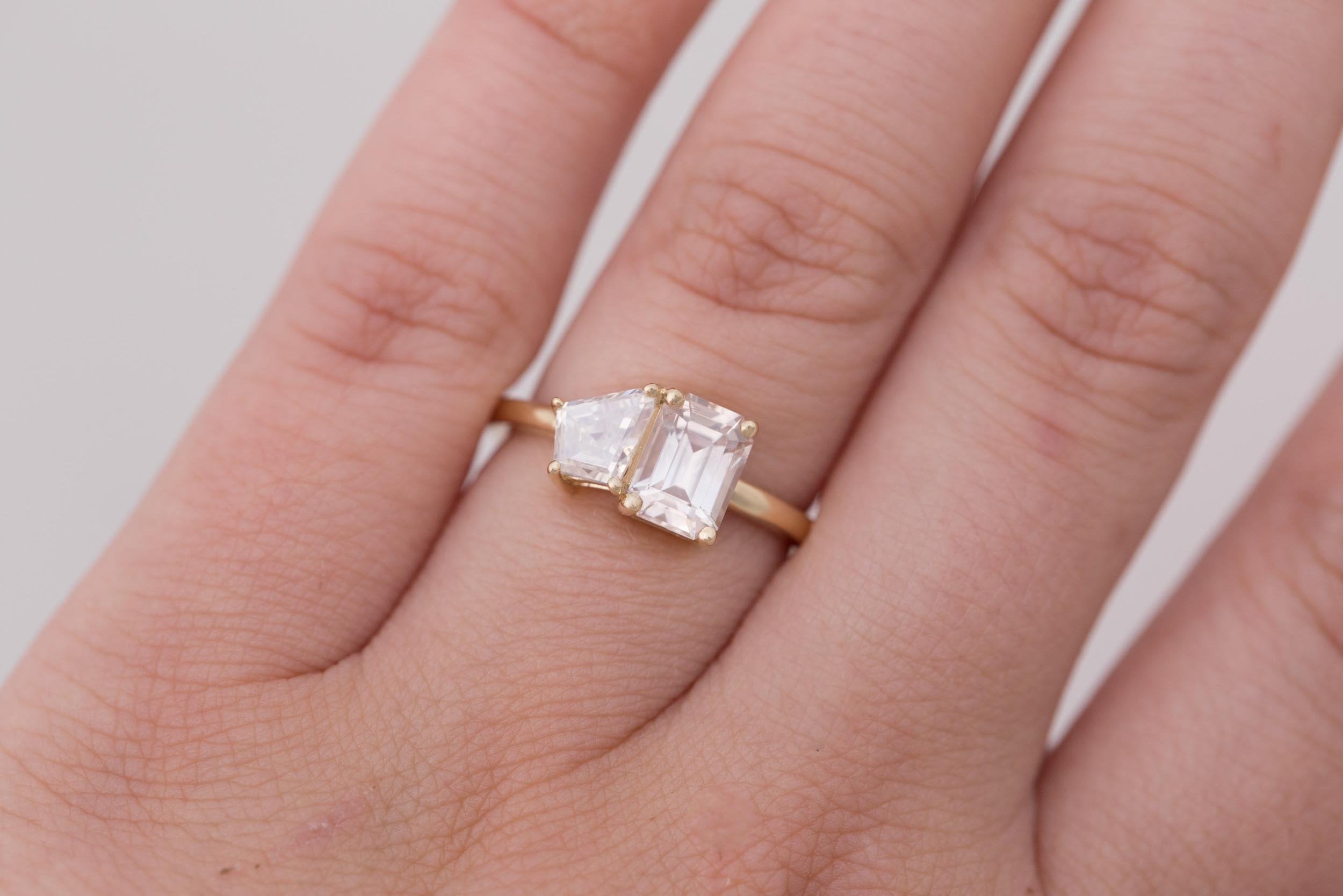 Liana Ring | Blush Sapphire + Kite Diamond Engagement Ring 1.58 ct | 14k Recycled Gold | One of a Kind