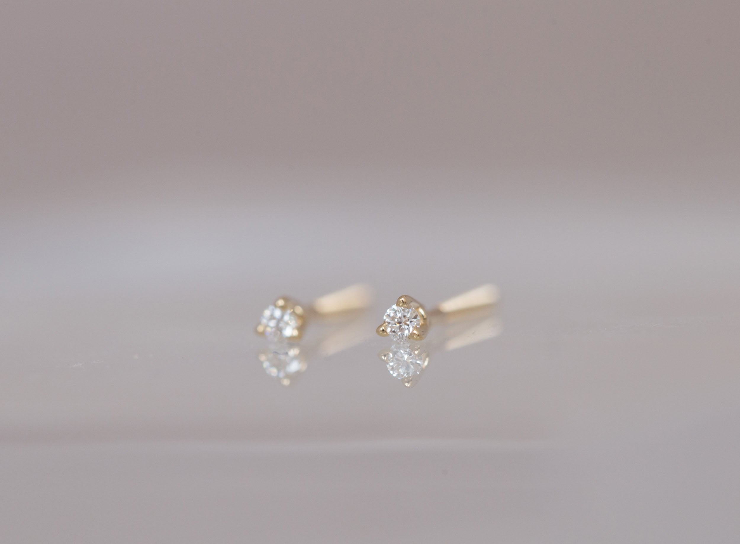 1.5 mm Diamond Round Earrings | 14k Recycled Gold