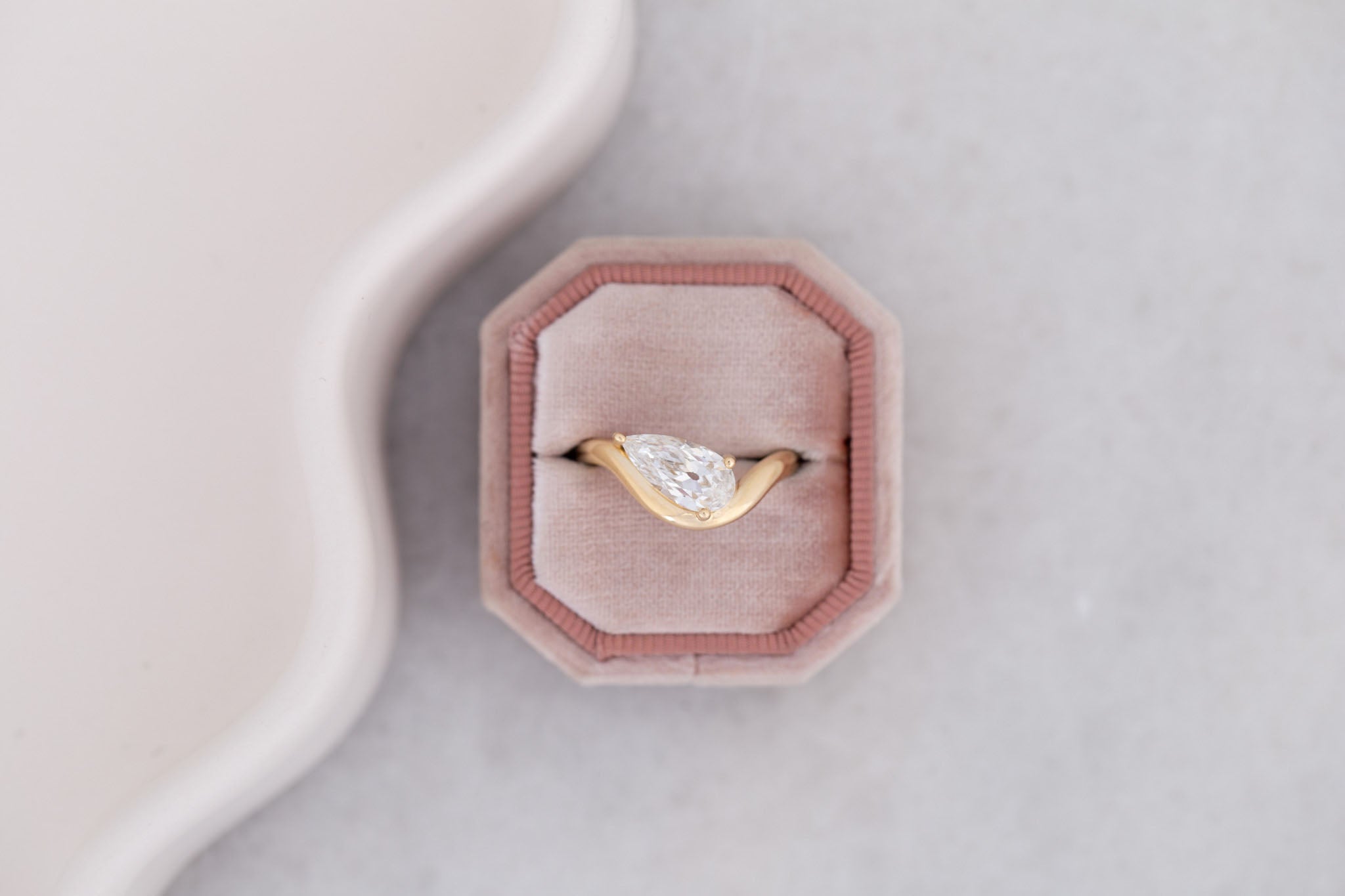 Townes Ring | Lab Pear Cut Diamond Solitaire Curved Band Engagement Ring + Wedding Band Set 1.63 ct | 14k Recycled Gold | One of a Kind