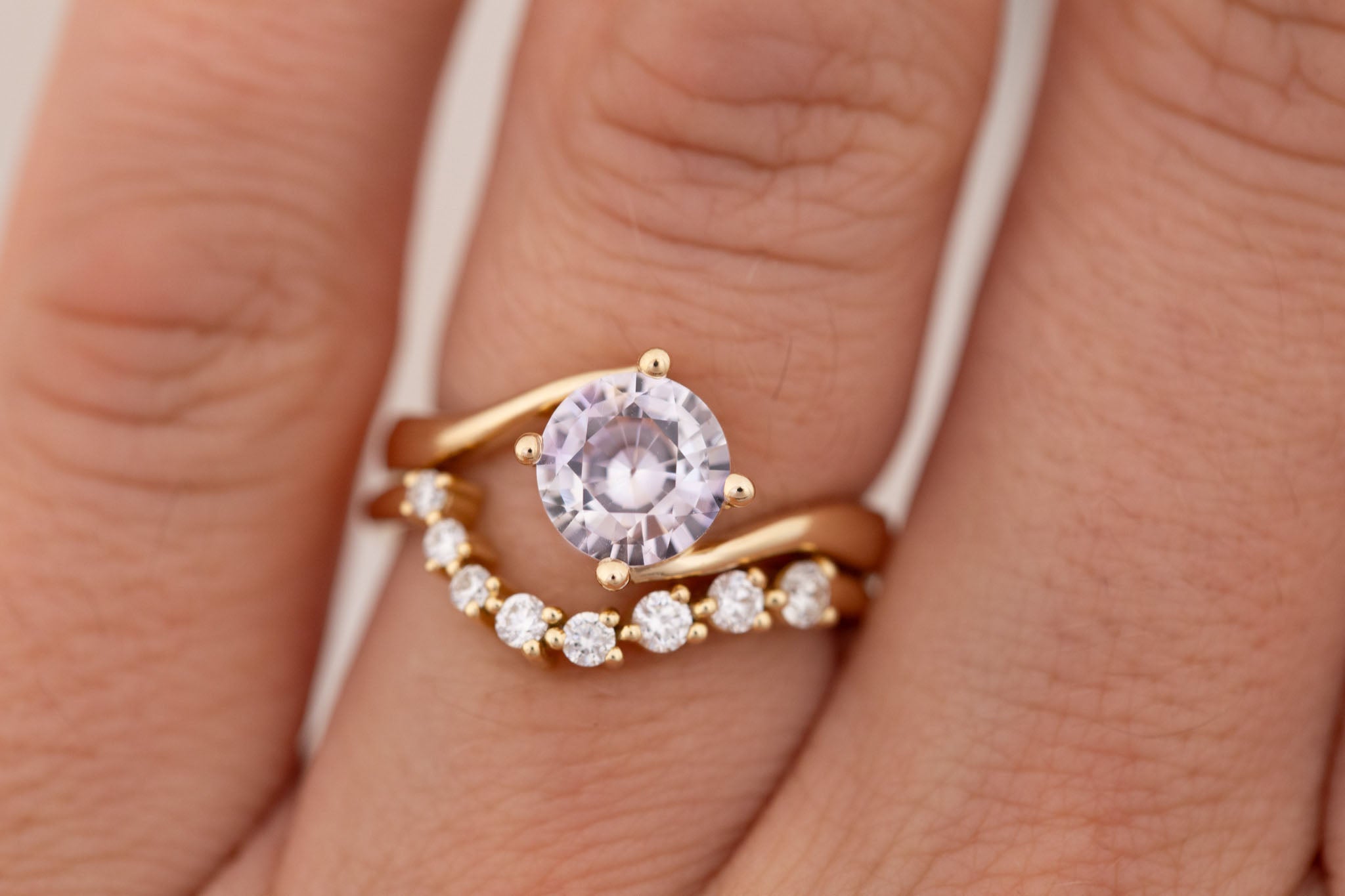 Marin Ring | Icy Lavender Sapphire Bypass Engagement Ring 1.72 ct | 14k Recycled Gold | One of a Kind