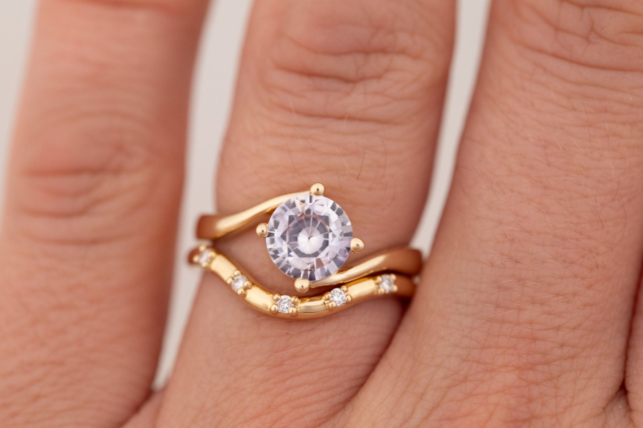 Marin Ring | Icy Lavender Sapphire Bypass Engagement Ring 1.72 ct | 14k Recycled Gold | One of a Kind