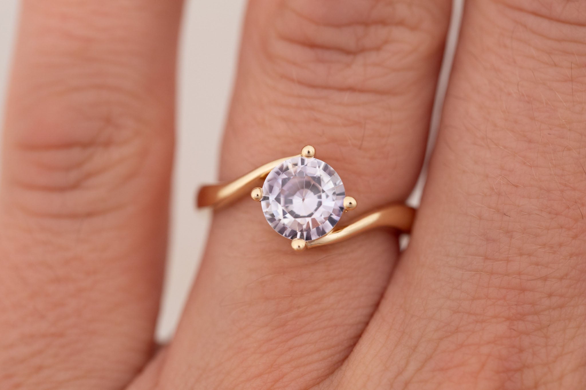 Marin Ring | Icy Lavender Sapphire Bypass Engagement Ring 1.72 ct | 14k Recycled Gold | One of a Kind